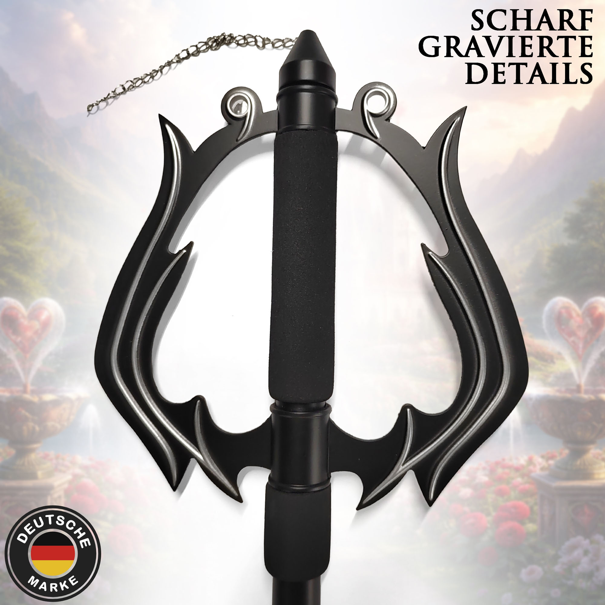 Kingdom Hearts Oblivion Schlüsselschwert 90cm | Massives Keyblade aus Edelstahl (1,2kg) | Sora & Riku Replik | Metall Deko Waffe & Cosplay Accessoire
