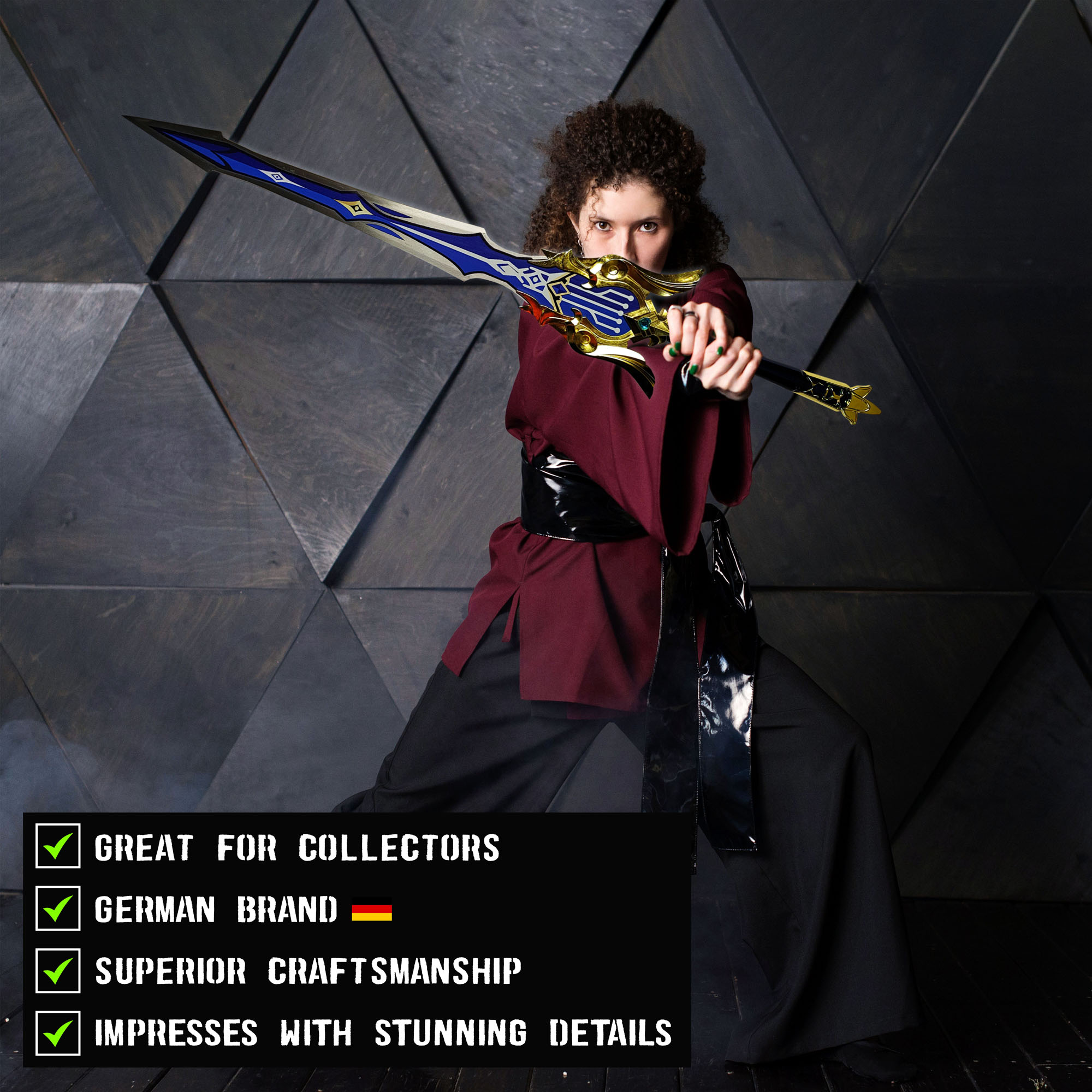 Genshin Impact - Song of Broken Pines Schwert, Genshin Impact Cosplay, Katana Schwert echt Samurai Schwert aus Stahl, Dekoration für einen Sammler oder als Geschenk