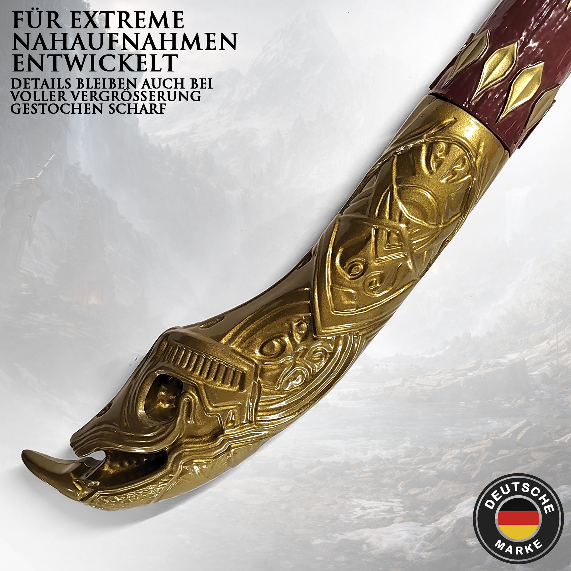 God of War Leviathan Axt 98cm | Massive 4kg Metall Replik mit Leuchteffekt & Wandhalterung | Kratos Waffe mit Stahlkern & Fiber-Griff | Ragnarök Gaming Deko