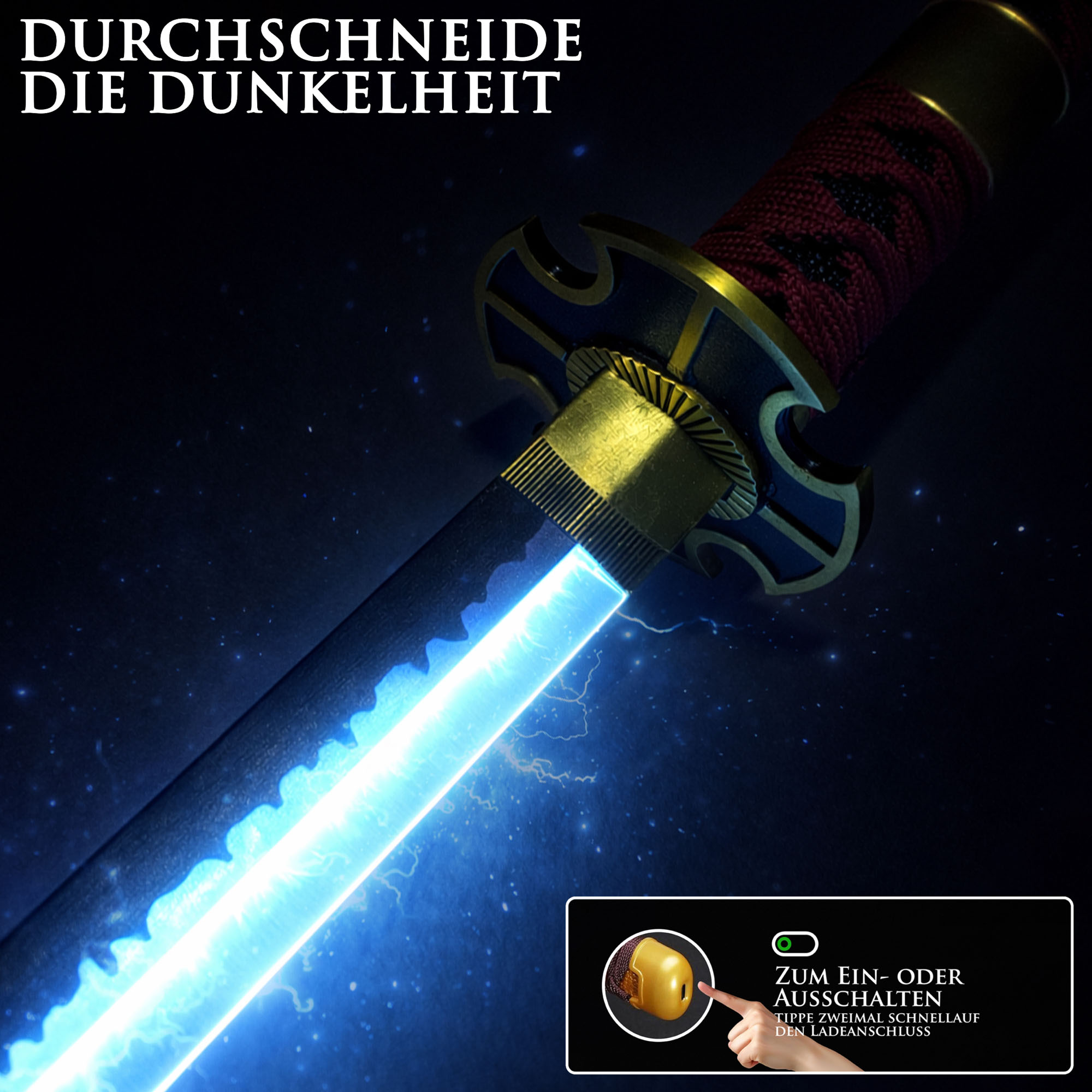 One Piece Sandai Kitetsu Katana 104 cm mit LED Klinge – Roronoa Zoro Schwert Replik mit Scheide & Ständer – 1045 Carbonstahl Anime Cosplay Sammlerstück