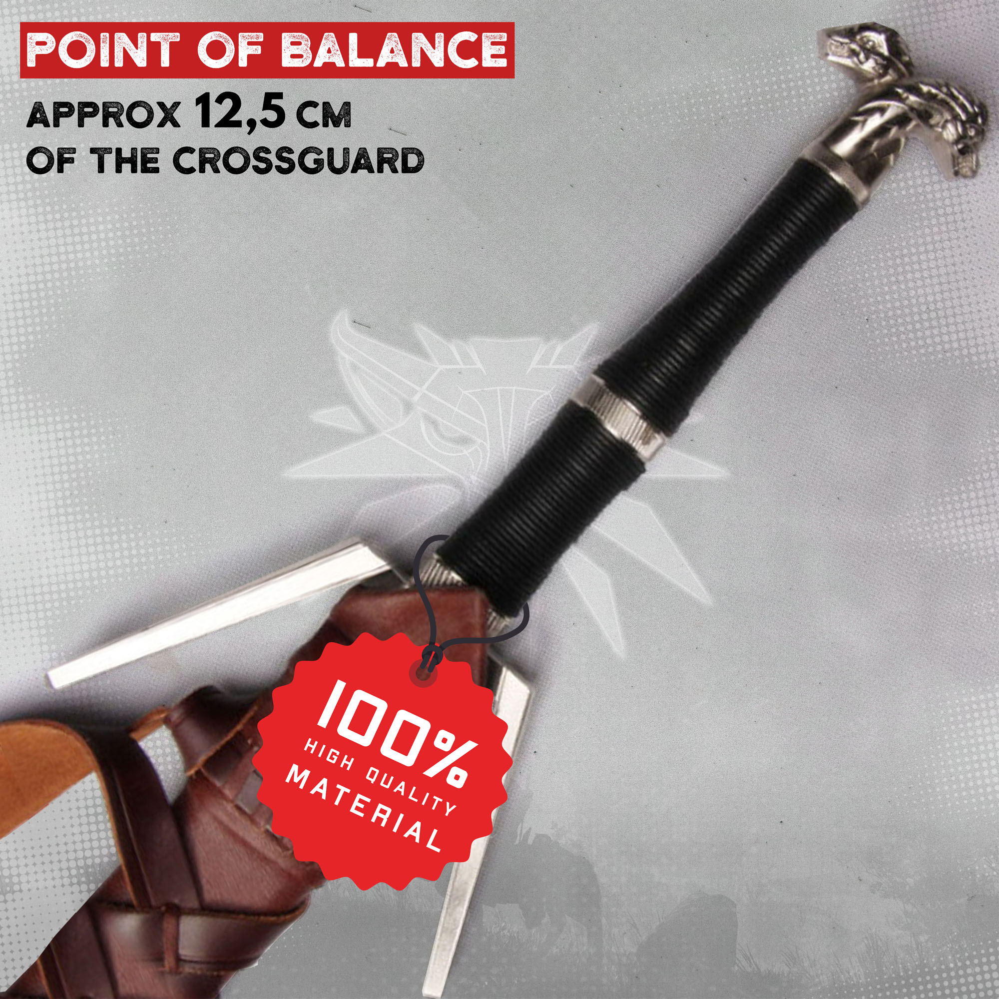 Witcher Silber Schwert handgeschmiedet mit Gürtel und Scheide - ltd Edition 500
