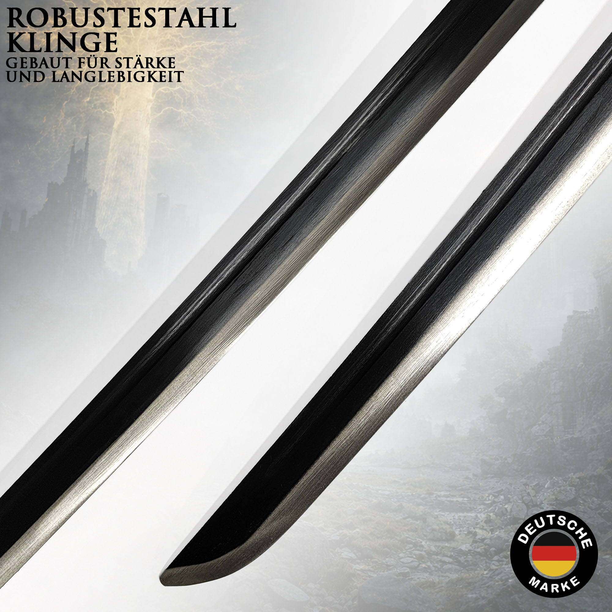 Elden Ring Nagakiba Katana 102cm | Jäger Yura Schwert aus Stahl mit Holzscheide | Bloody Finger Hunter Replik | Leichtes Samurai Cosplay Schwert & Deko