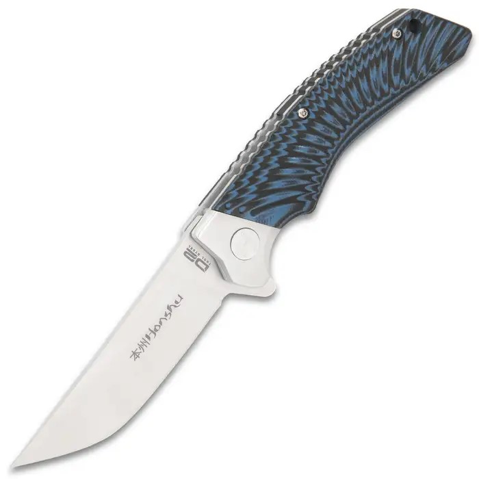 Honshu schwarz/blau Sekyuriti Kugellager Taschenmesser - D2 Werkzeug Stahlklinge