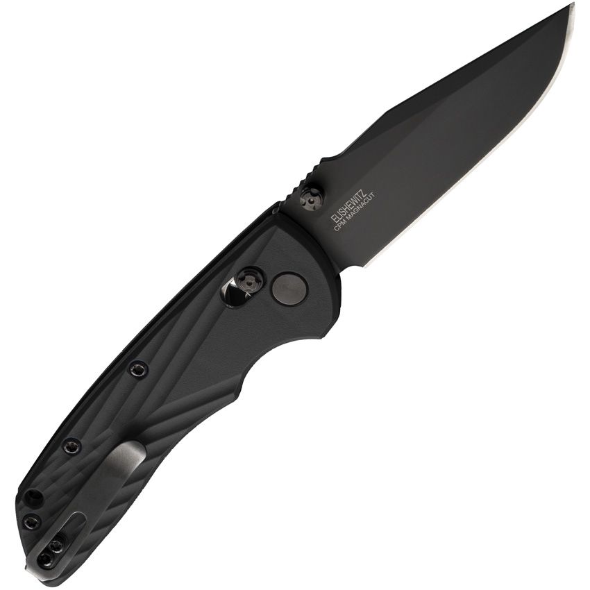 Deka ABLE, CPM-MagnaCut Black Cerakote Clip Point-Klinge, schwarzer Polymergriff