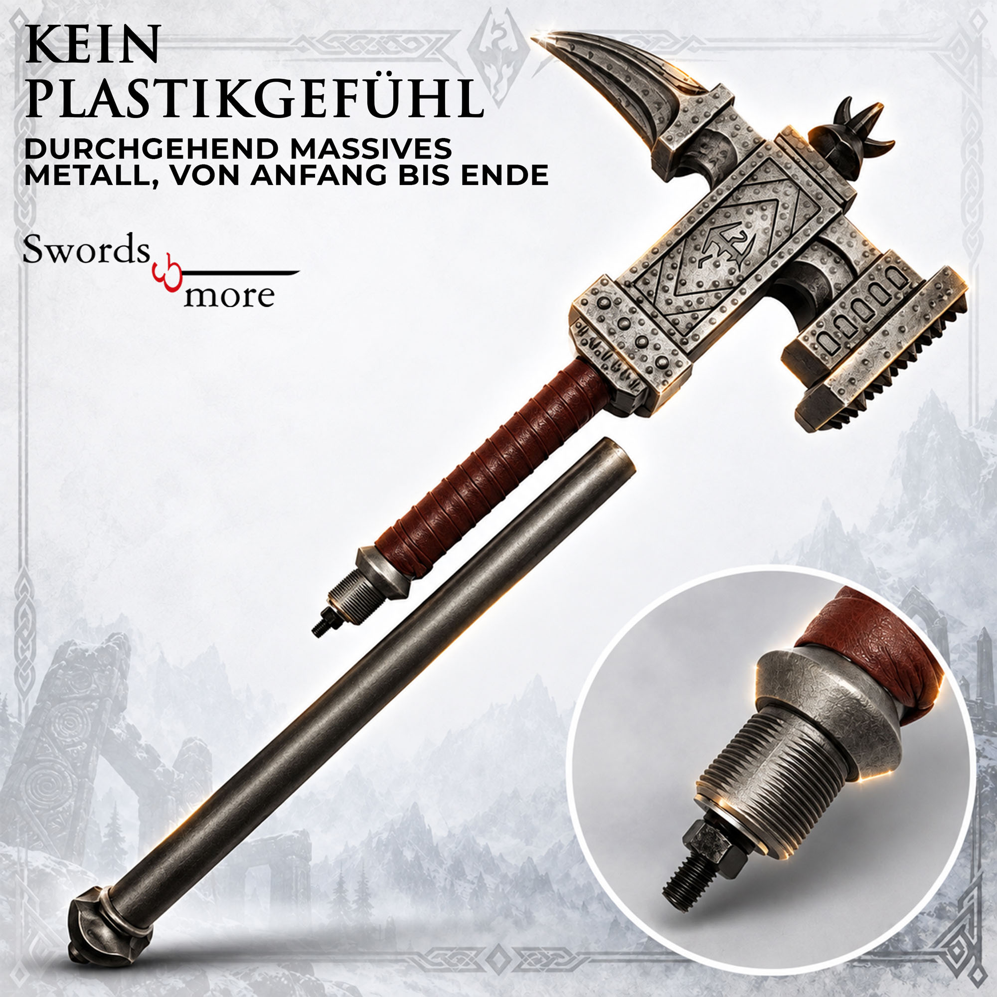 Skyrim Dragonborn Champions Club Hammer Metall Replik Inkl Wandhalter 86 cm