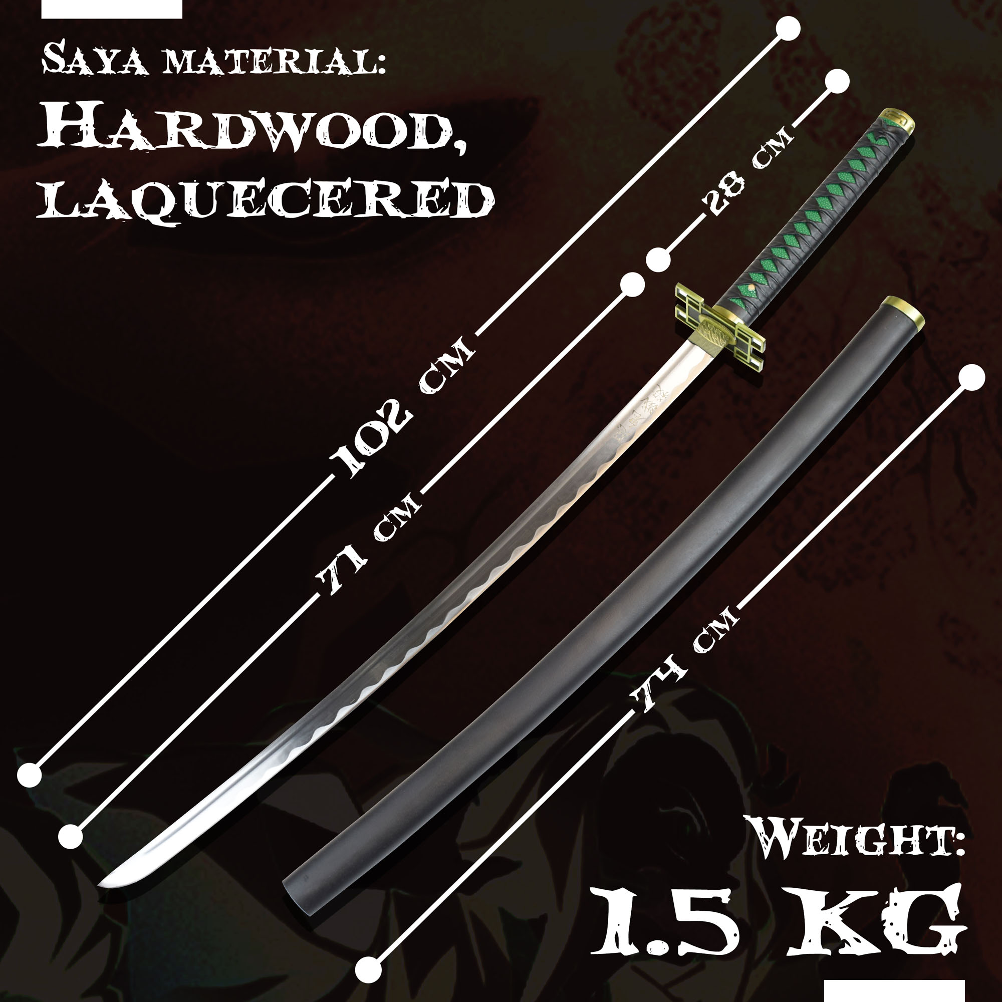 Demon Slayer: Kimetsu no Yaiba - Tokitou Muichirou Schwert - handgeschmiedet