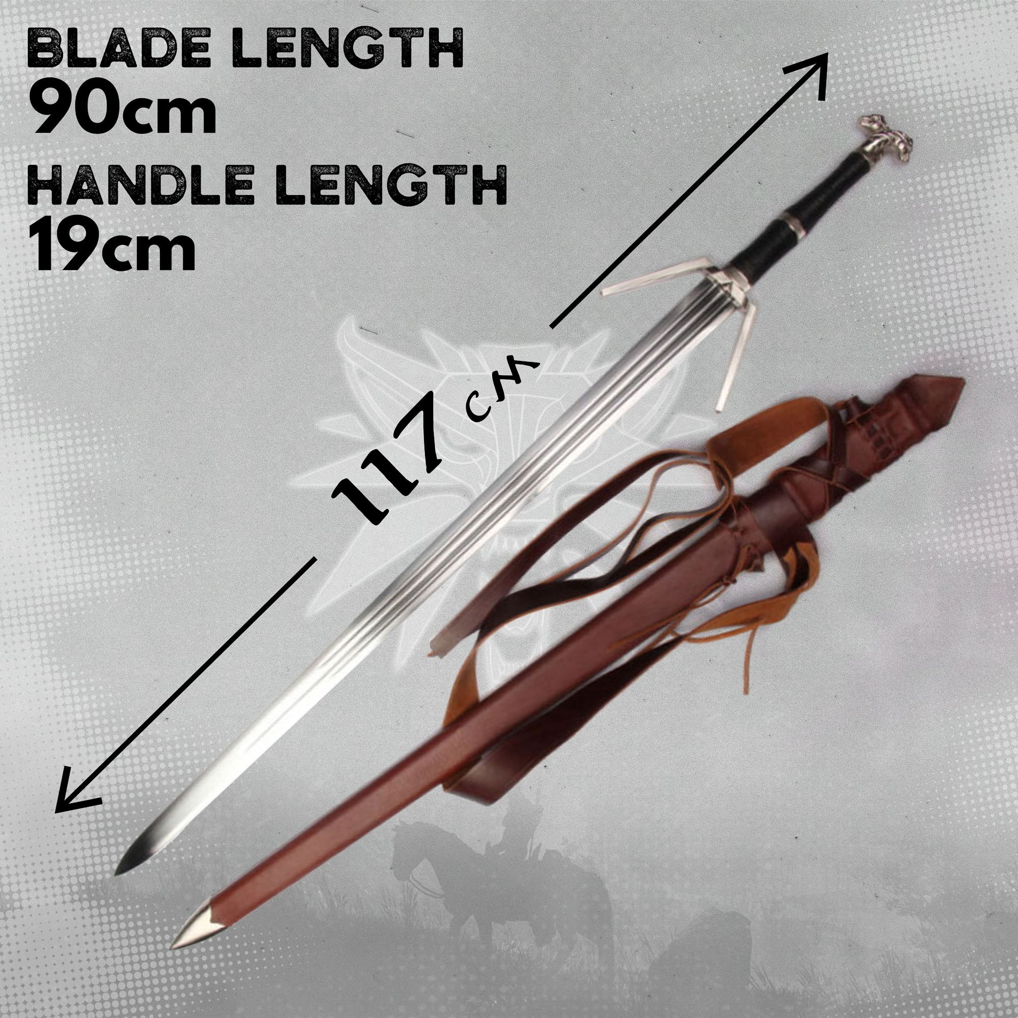 Witcher Silber Schwert handgeschmiedet mit Gürtel und Scheide - ltd Edition 500