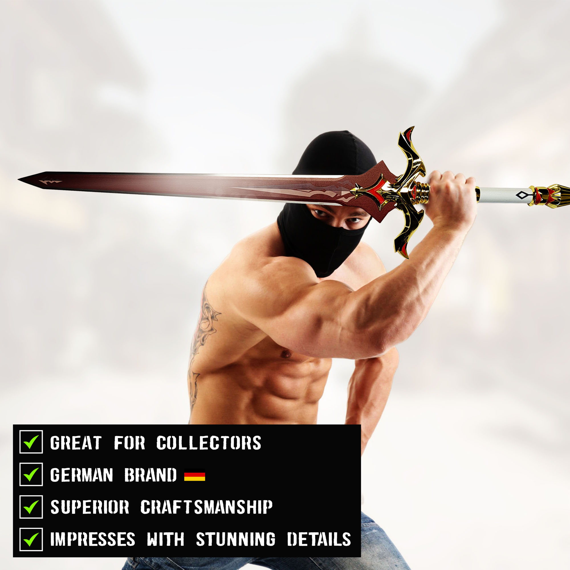 Genshin Impact - Royales Schwert mit Scheide, Genshin Impact Cosplay, Katana Schwert echt Samurai Schwert aus Stahl, Dekoration für einen Sammler oder als Geschenk