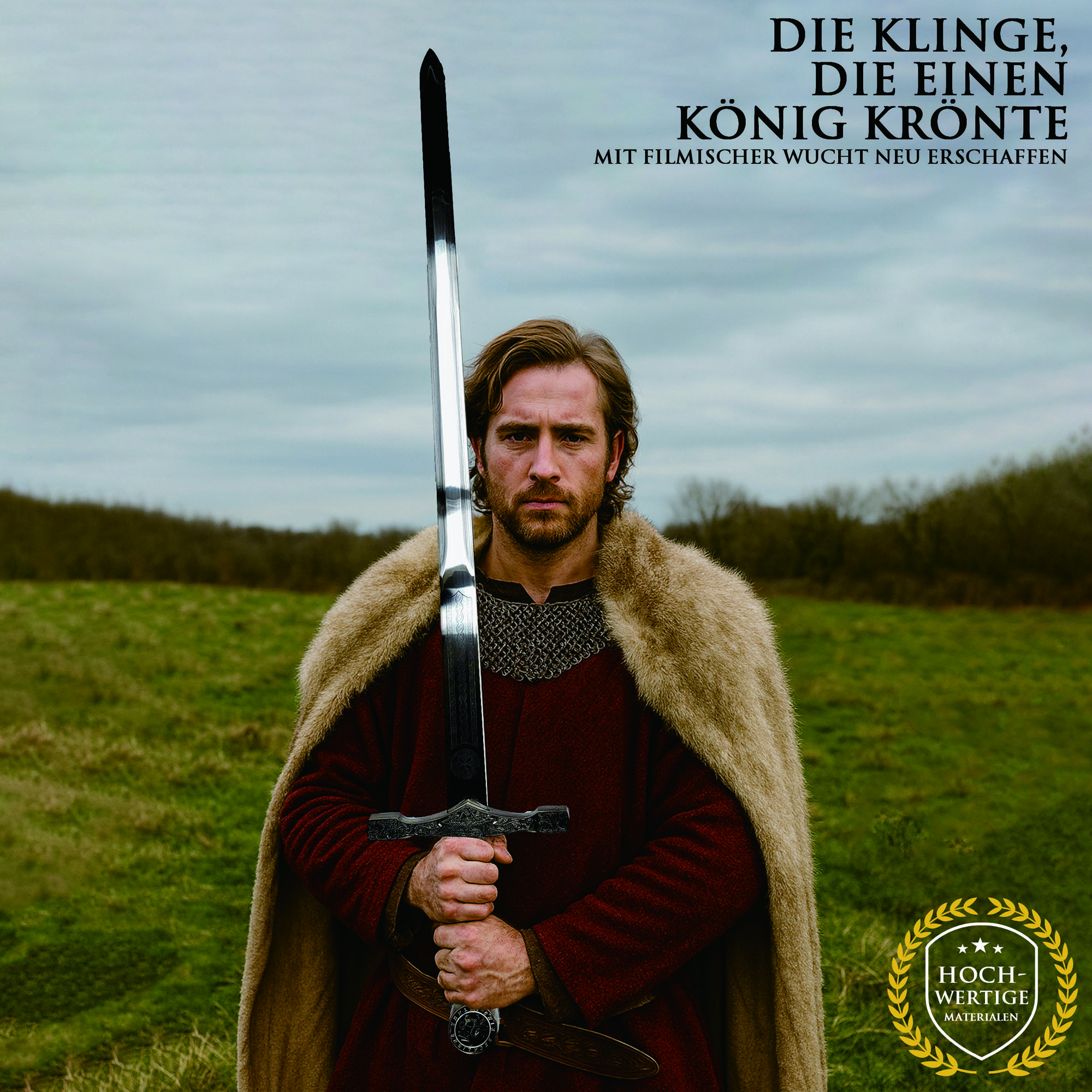 König Artus Schwert Excalibur 114cm | Massive Mittelalter Replik mit Stahlklinge & Holzgriff | Legendäres Ritter-Schwert mit Wandhalterung | Deko Sammlerstück