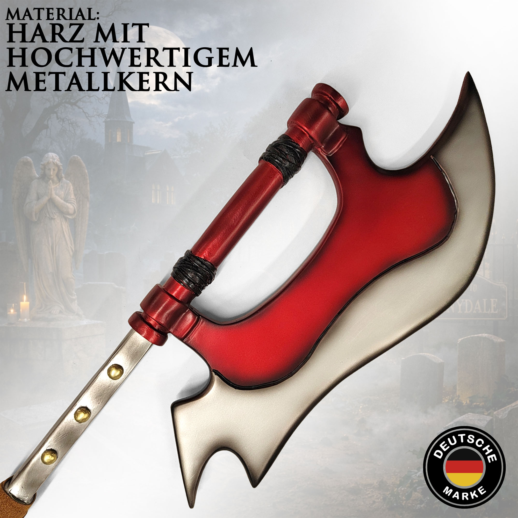 Buffy the Vampire Slayer Axt Replik 95,5 cm – Buffys Sense Slayer Waffe – Fantasy Sammlerstück aus Resin mit Metallkern und Wildleder Griff – Deko Filmrequisite Cosplay