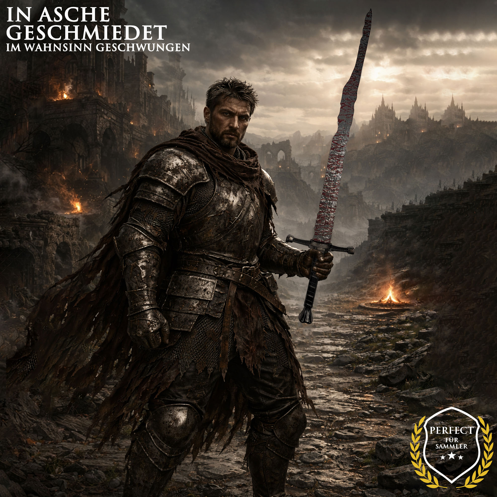 Dark Souls III Gaels Großschwert 107 cm – Slave Knight Gael Schwert Replik mit Scheide – Steel Greatsword Fantasy Sammlerschwert Cosplay Deko Waffe