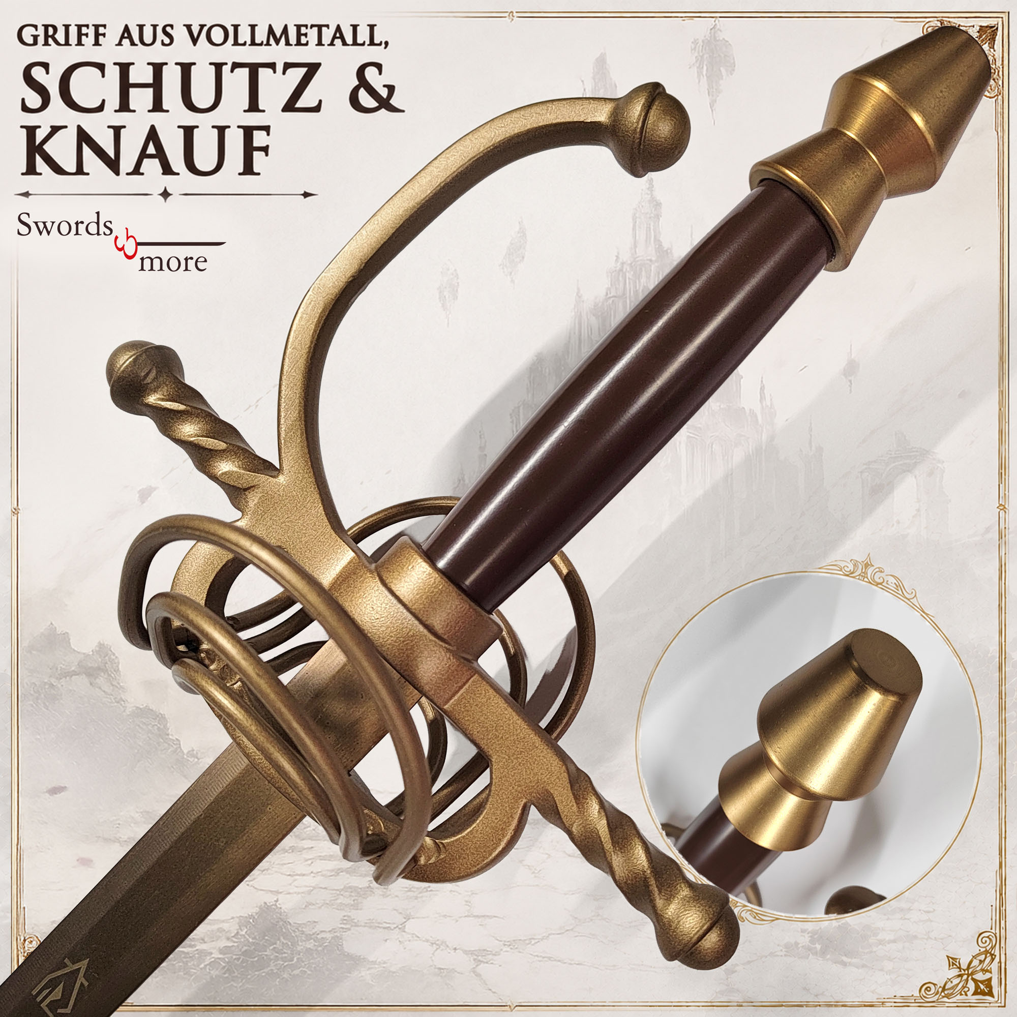 Clair Obscur Expedition 33: Maelles Rapier Stahl Replik & Holzscheide 117cm