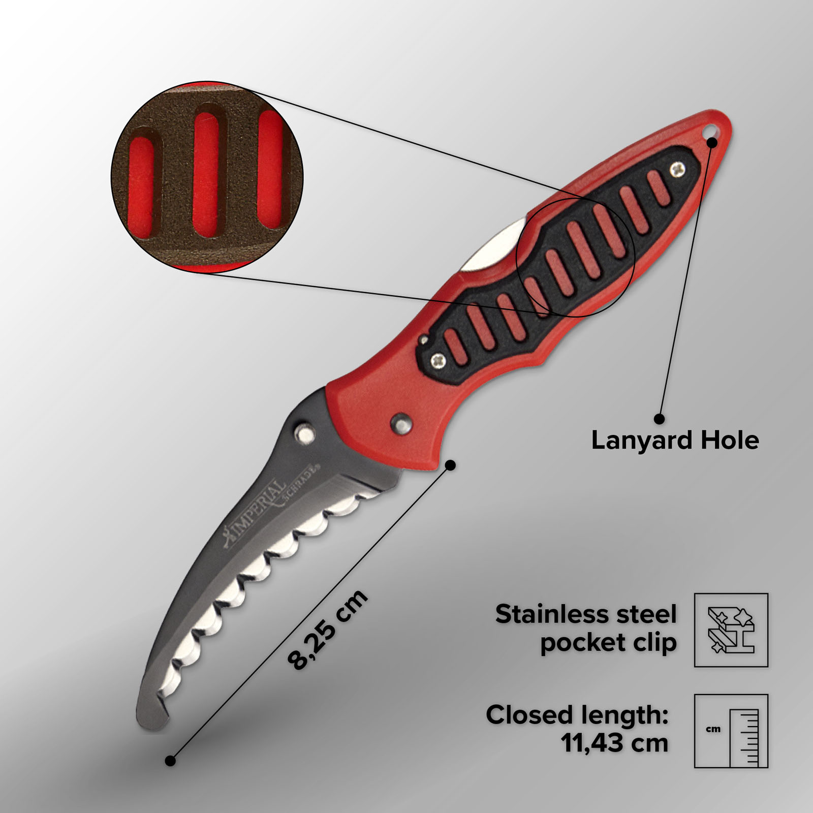 Rettungsmesser, rot/schwarz