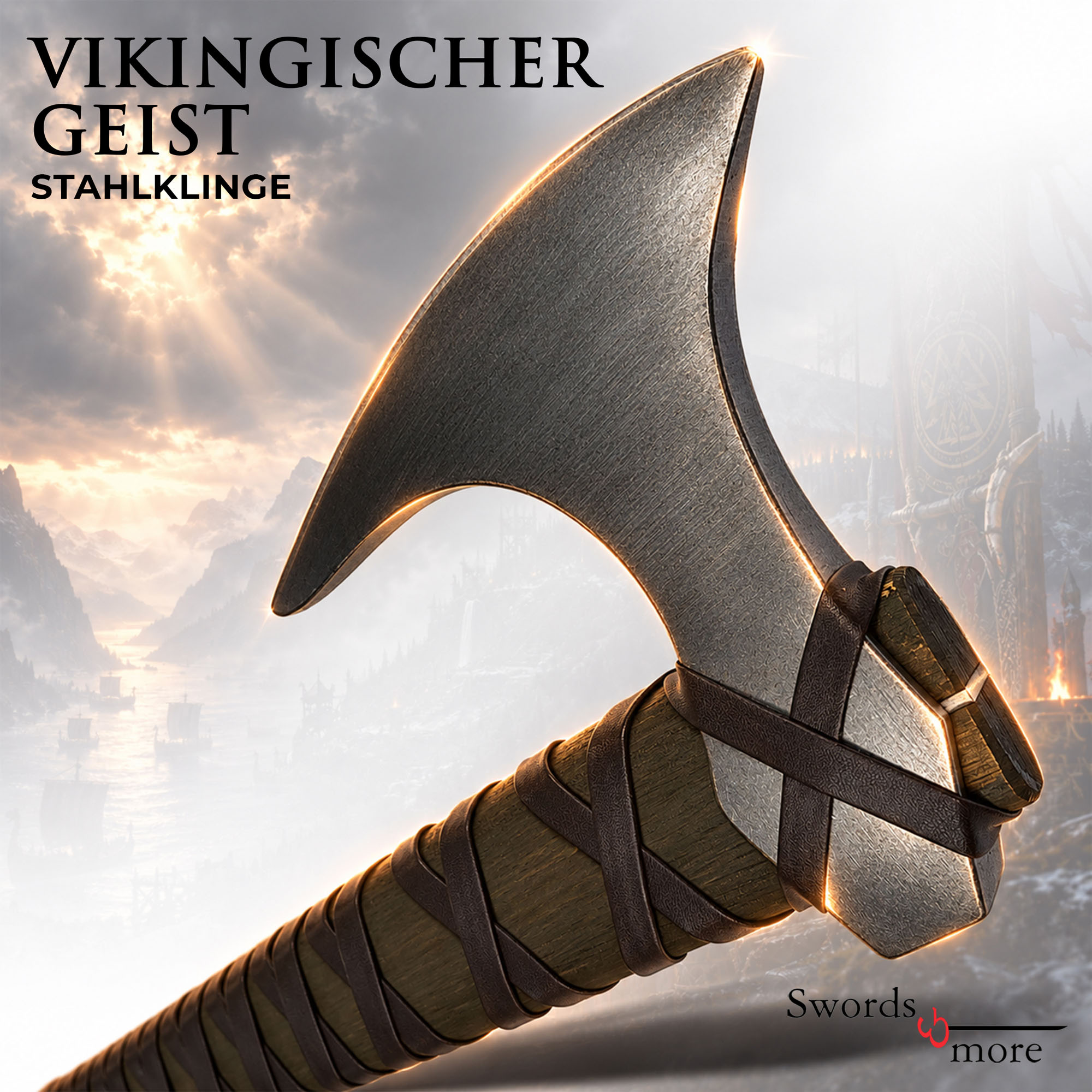 Vikings Ragnar Axt Aus Echtem Stahl Mit Wandtafel Sammlerstück Deko 64,9 cm
