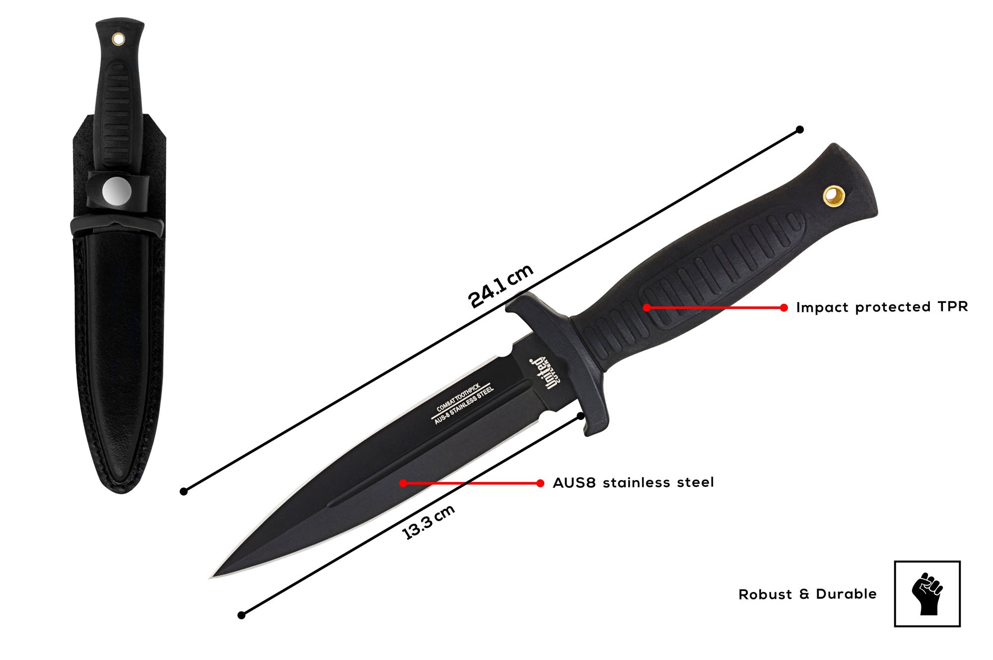 Combat Commander Stiefelmesser mit Schultergurt