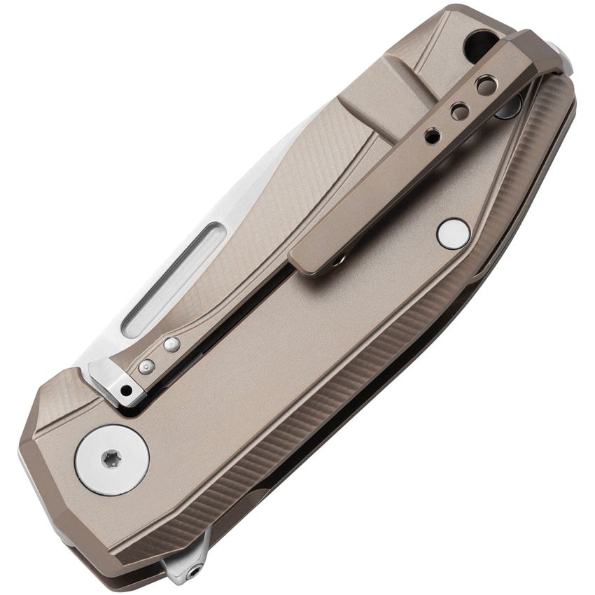 Nano-Messer, CPM-MagnaCut Satin Drop Point-Klinge, bronzefarbener Titangriff