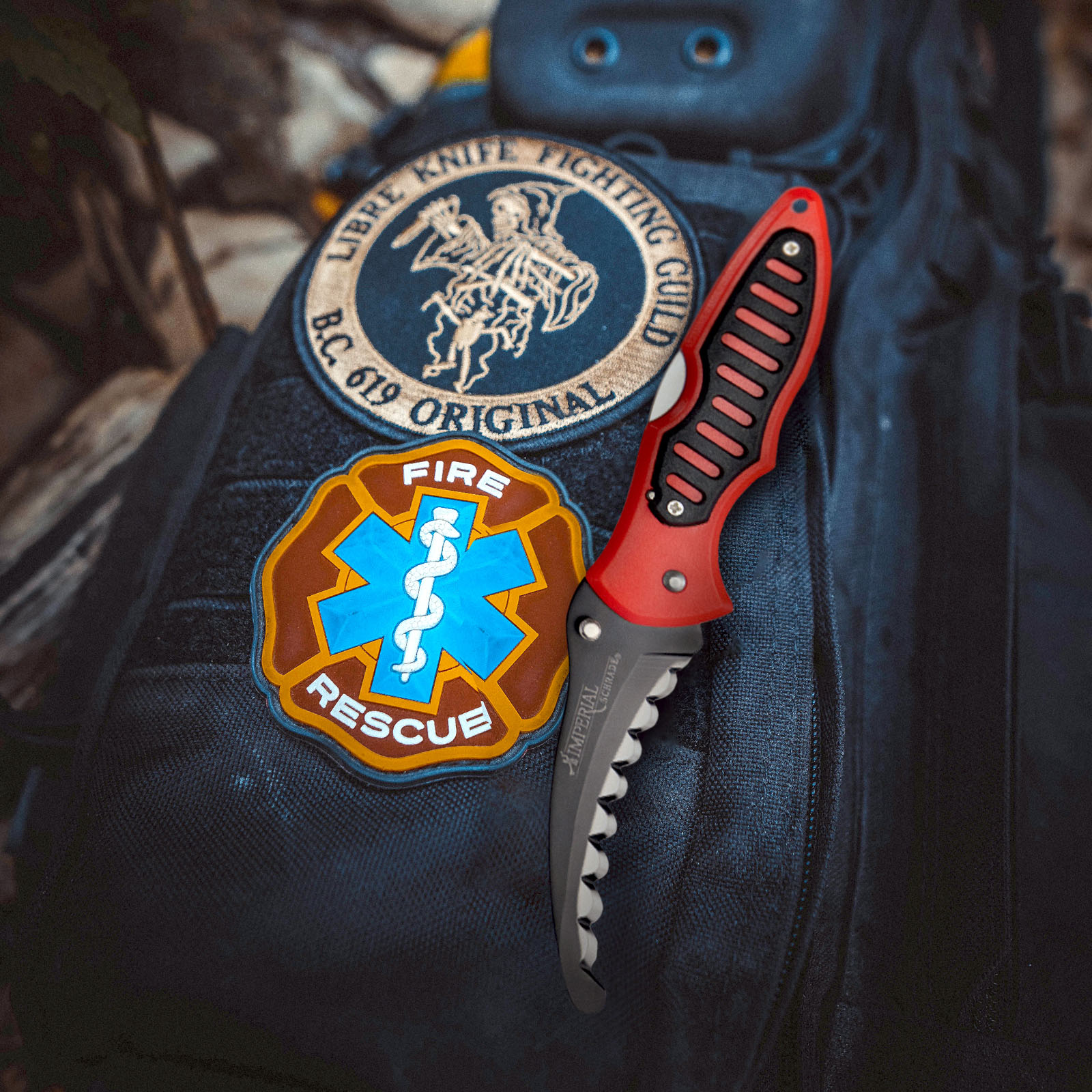 Rettungsmesser, rot/schwarz