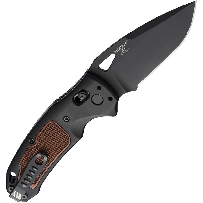 K320 AXG Classic ABL, Drop-Point-Klinge, schwarzer Aluminiumgriff mit Walnussholzeinsätzen