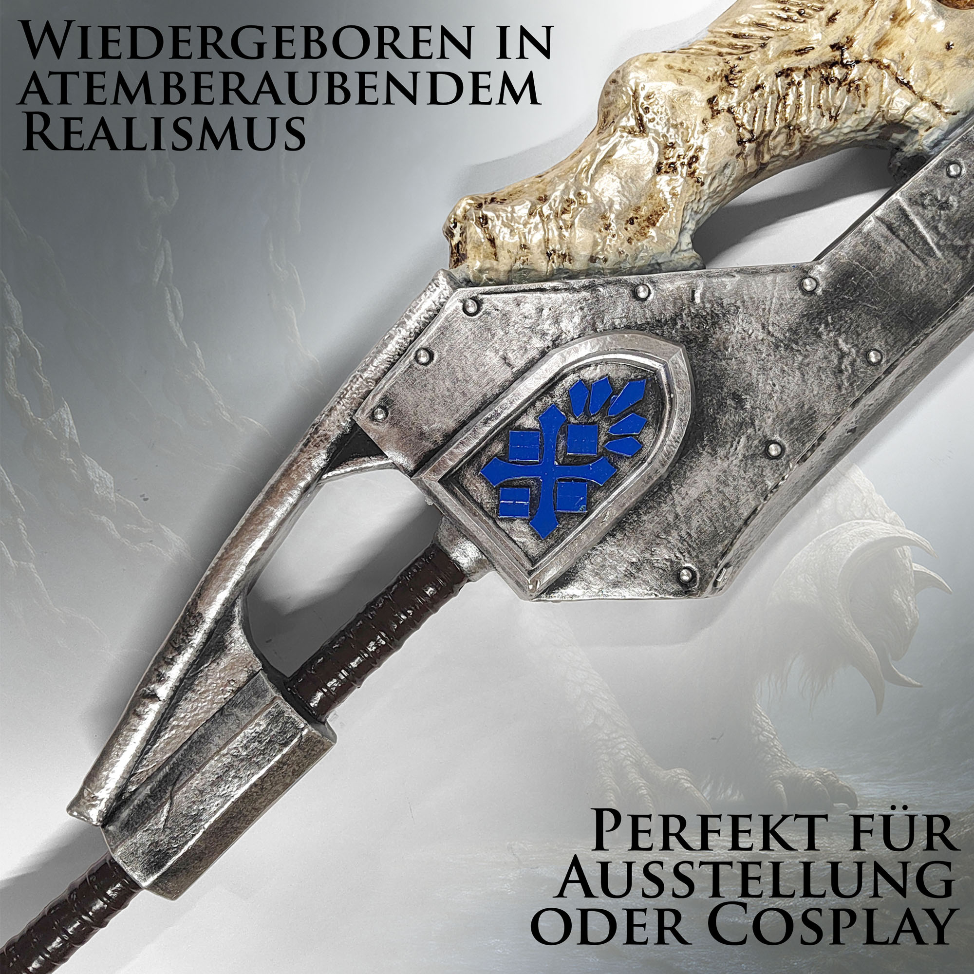 Monster Hunter – Giant Jawblade Replik aus Resin, monumentales Sammlerschwert inspiriert vom Spiel Monster Hunter World, ideal für Cosplay, Gaming-Deko & Fantasy-Waffensammler