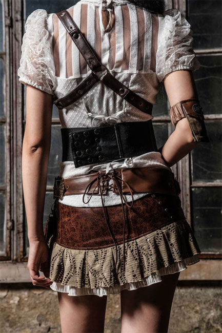 Steampunk Gürtel mit Uhr schwarz
