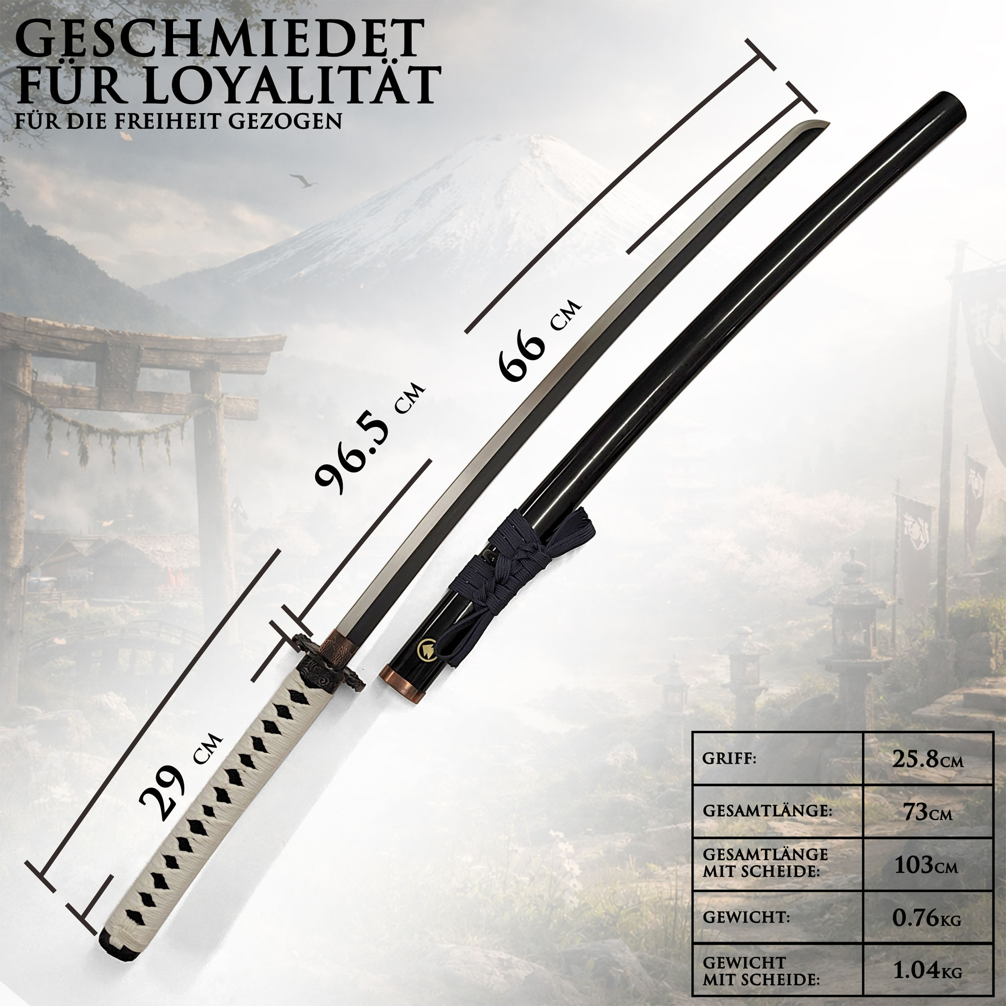 Ghost of Tsushima Jin Sakai Katana mit Scheide und Ständer – Samurai Schwert Replik 103 cm – Carbonstahl Klinge – Deko Katana aus dem Action Adventure