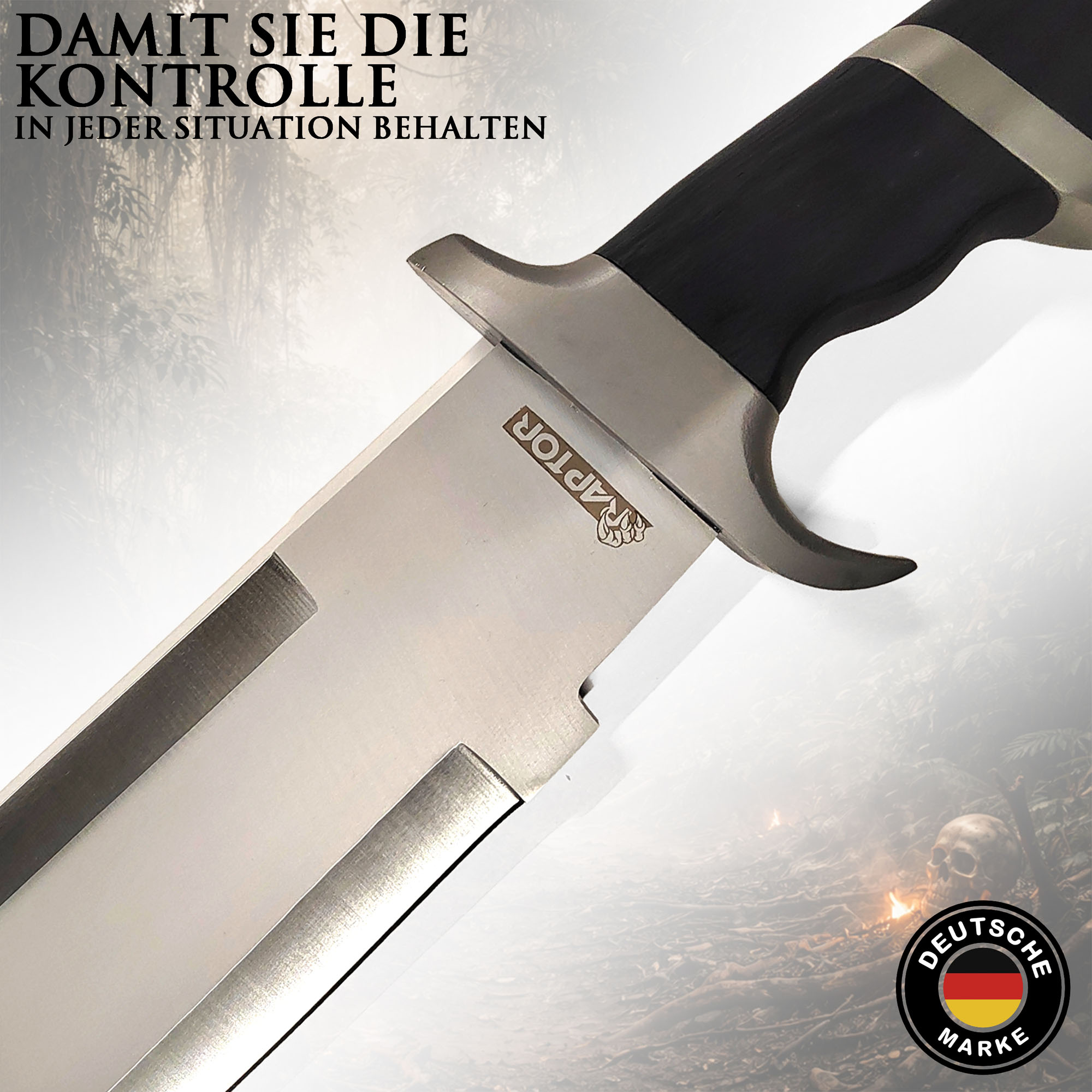 Predator Machete 52 cm mit Scheide – Dutch Schaeffer Messer Replik aus Predator Film – Edelstahl Klinge Outdoor Machete Sammlerstück Cosplay