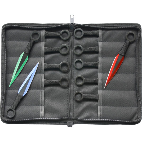 Wurfmesserset 12 tlg. bunt eloxiert