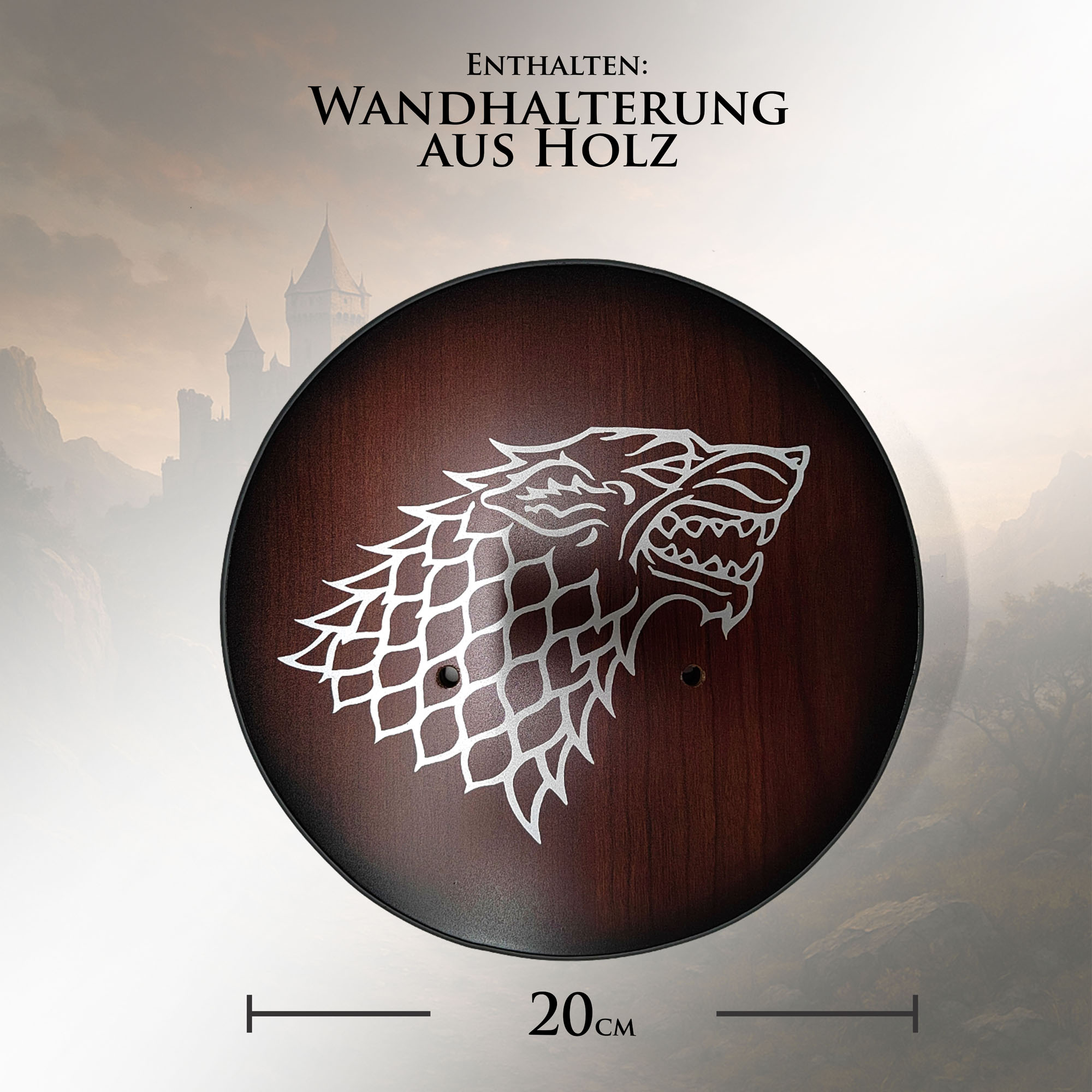 Game of Thrones Schwert von Robb Stark 101cm | Replik des Königs des Nordens mit Wandhalterung | Haus Stark Deko Waffe | GoT Sammlerschwert