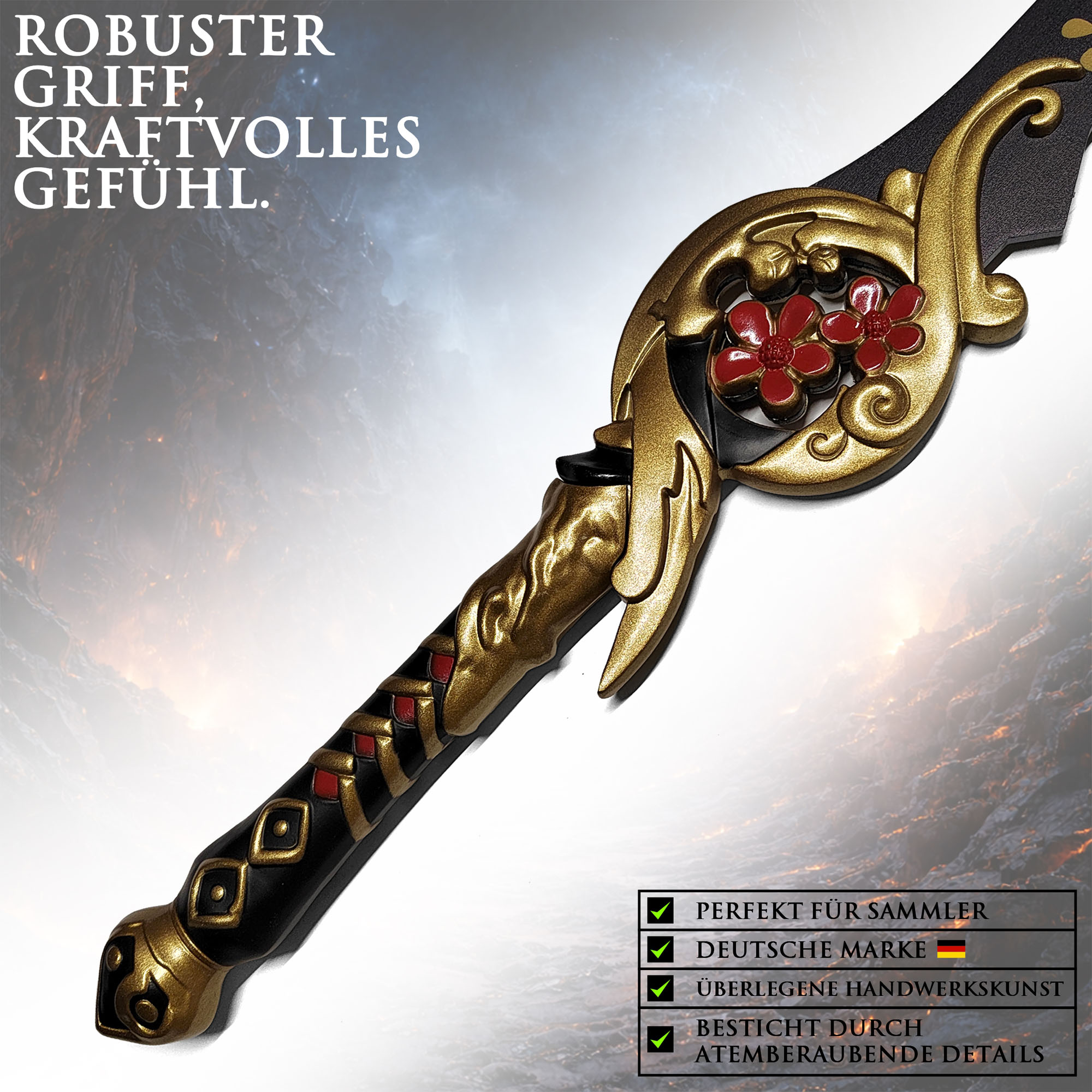 Solo Leveling Demonic Plum Flower Schwert 117 cm mit Scheide – Anime Großschwert Replik Edelstahl Cosplay Deko Sammlerstück