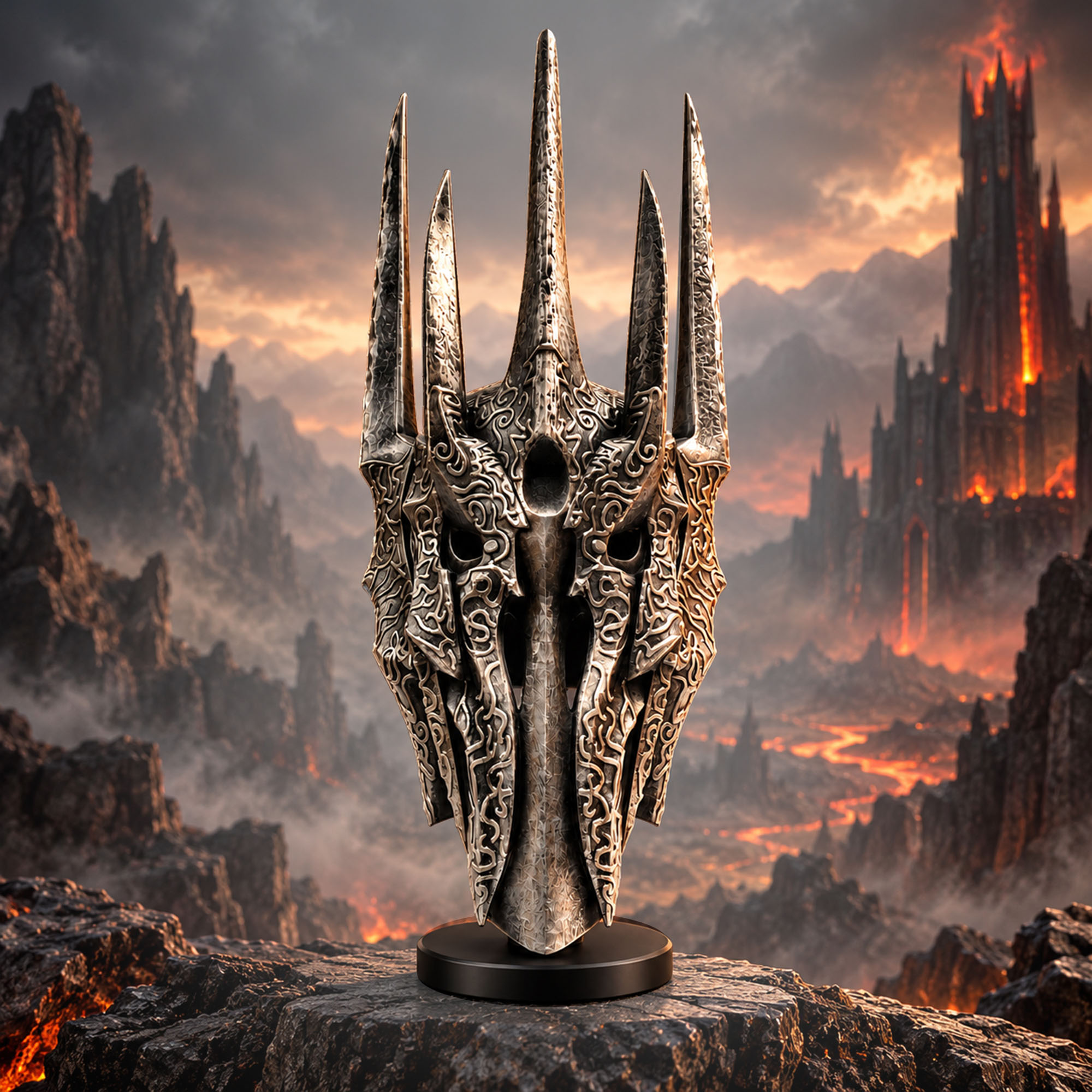 Herr Der Ringe Sauron Helm Resin Replika Deko Inkl Holzständer Stativ 66 cm