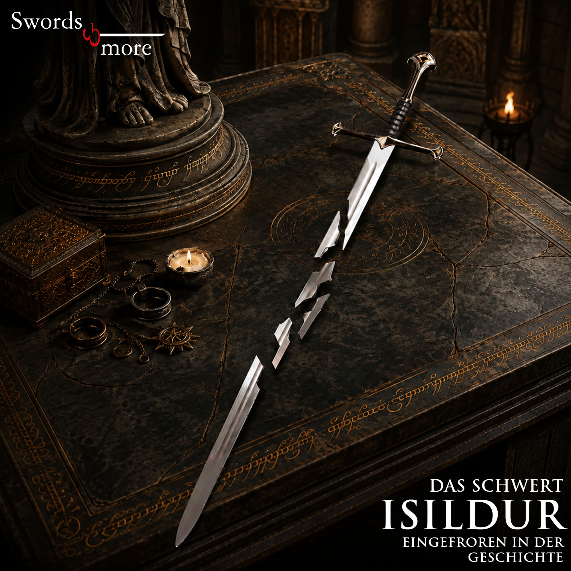 Herr der Ringe Bruchstücke von Narsil: Stahl Schwert Replik Isildurs 120 cm