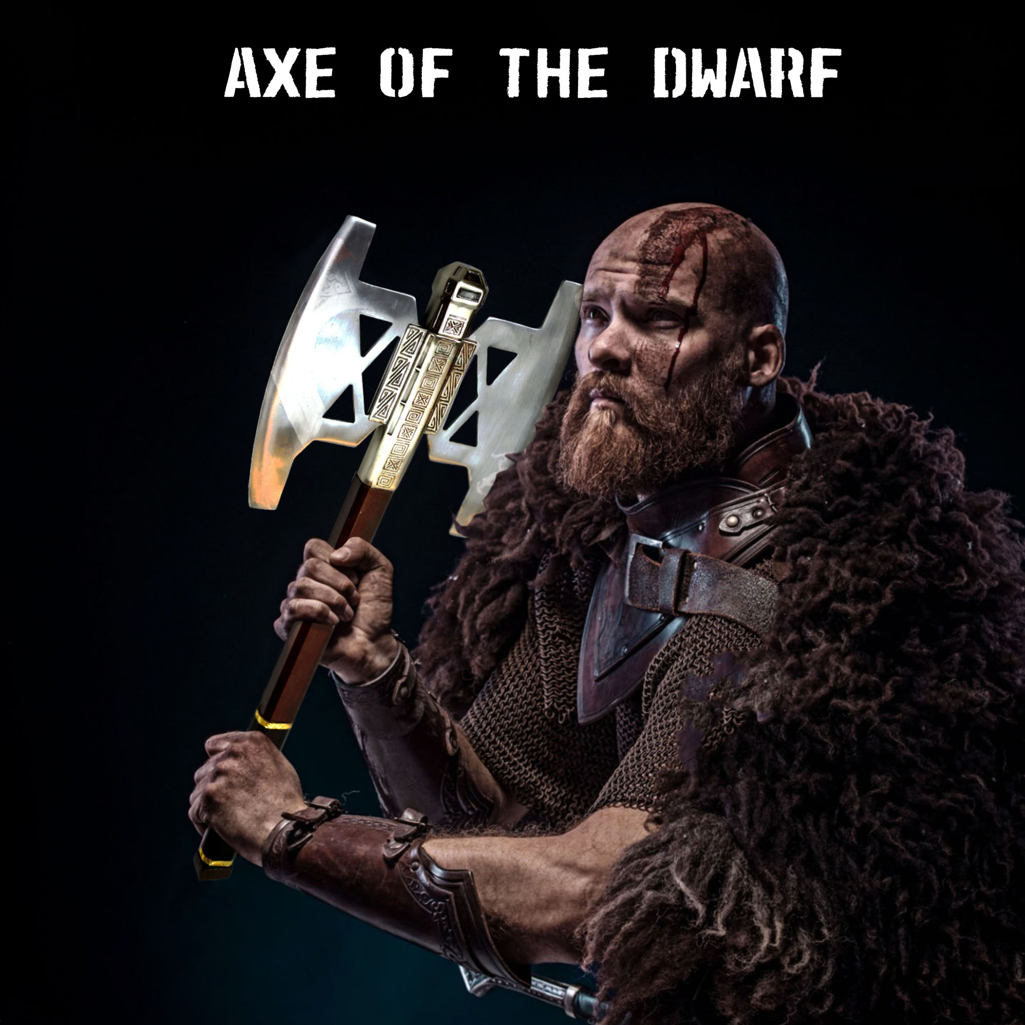 Doppelköpfige Zwergen-Axt aus Mittelerde – Replik aus Stahl | 86 cm | Dekorations- & Sammlerstück für Fantasy-Fans | Ideal für Cosplay, Wanddeko & Vitrine