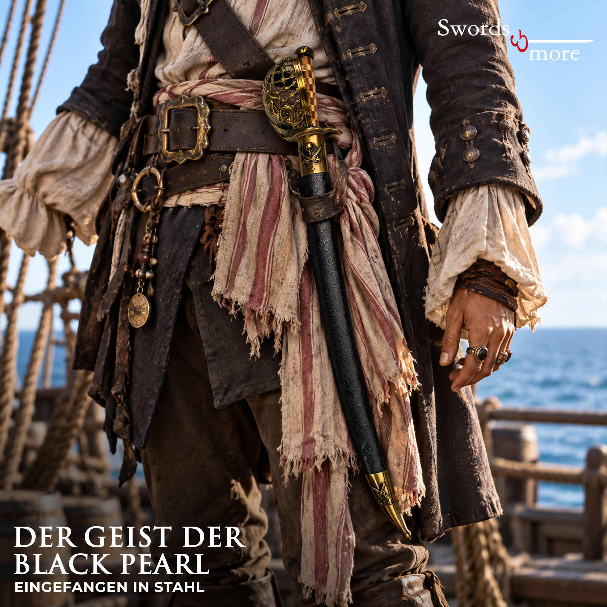 Fluch der Karibik Jack Sparrow Piratensäbel Stahl Replik Inkl Scheide 78 cm