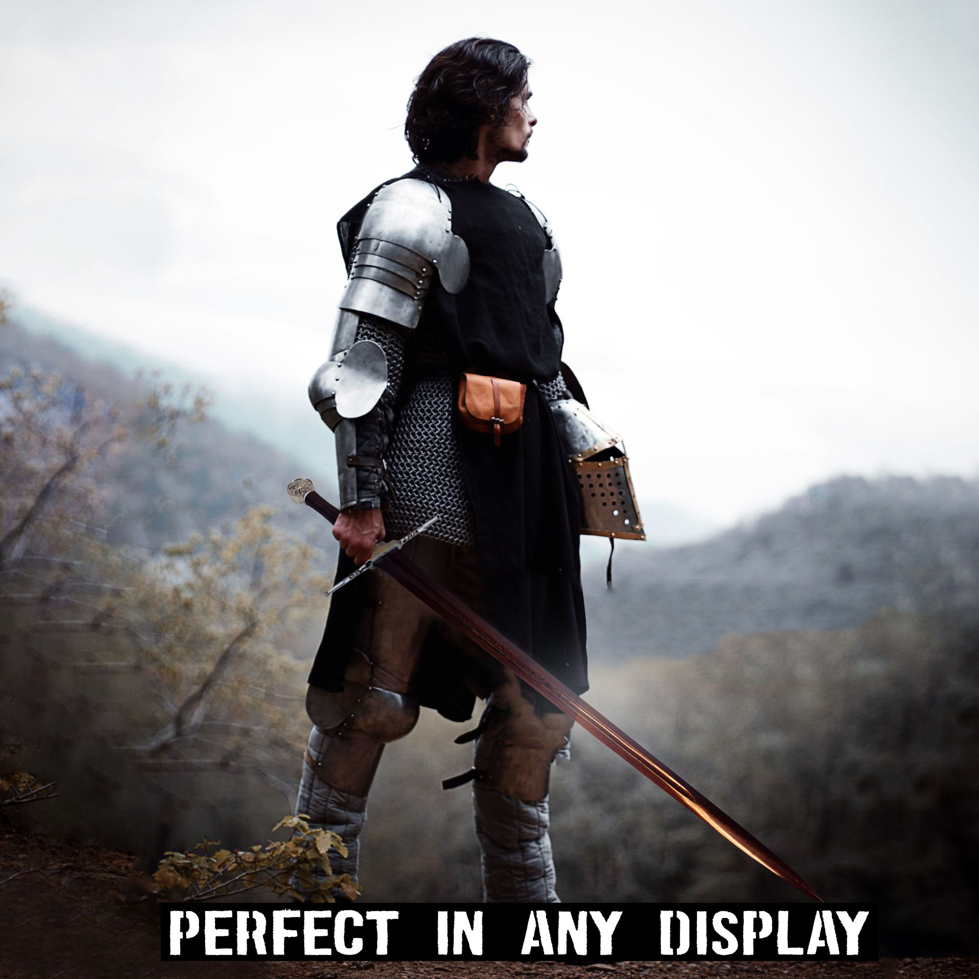 Witcher - Gefaltetes Stahl Schwert mit Scheide, handgeschmiedet Blutdamast Edition
