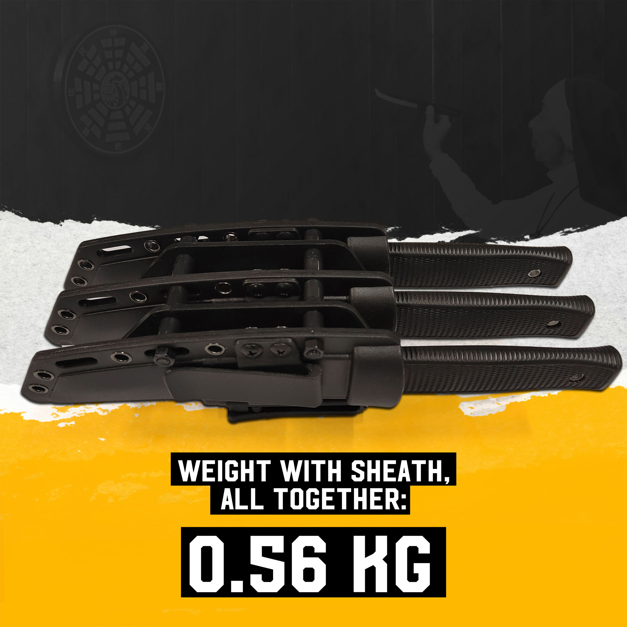 3 Tanto-Wurfmesser mit Kydex-Scheide & Tek-Lok System