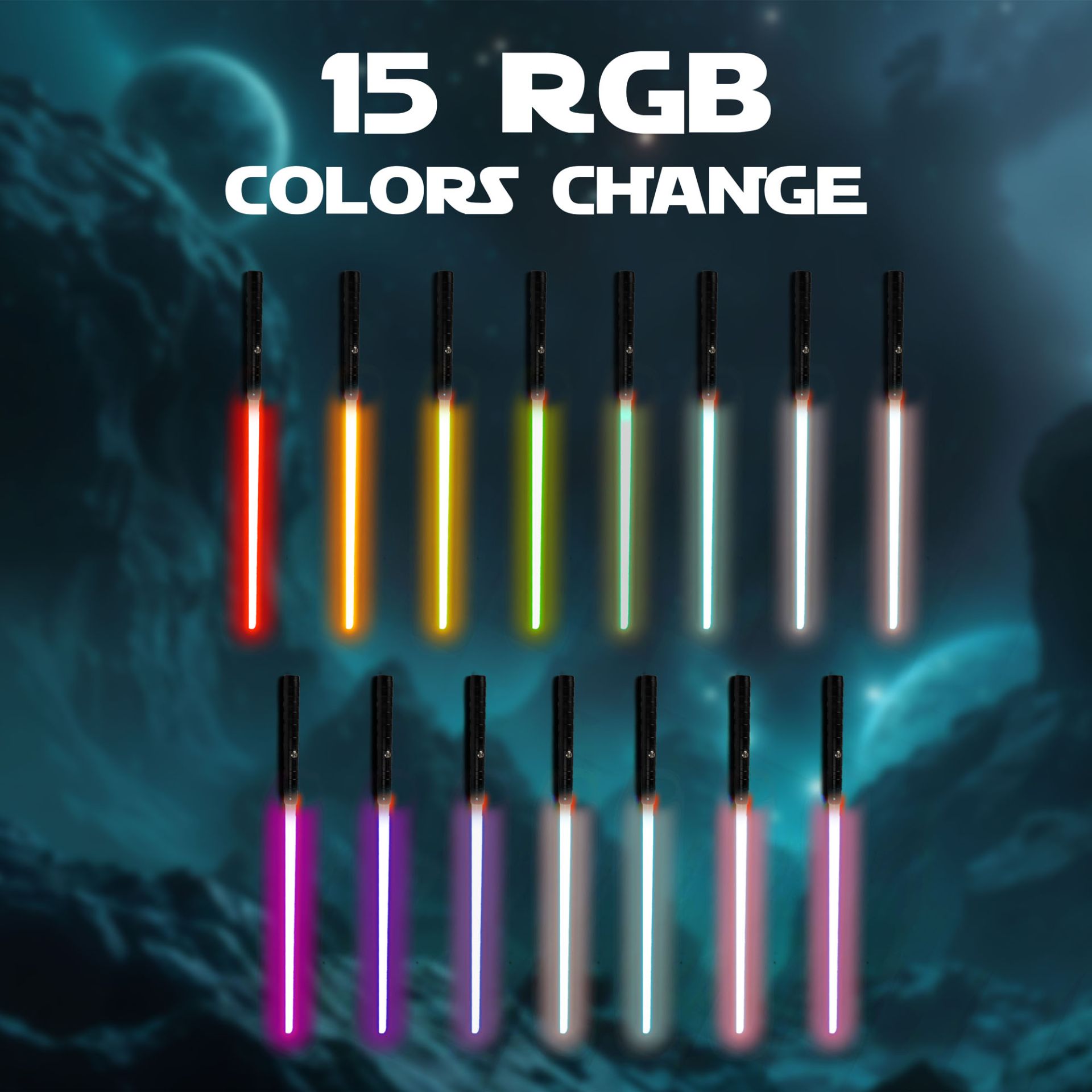 2er Set Galactic Shadow Lichtschwert Cosplay LED FX Sound Akku Replik 99 cm