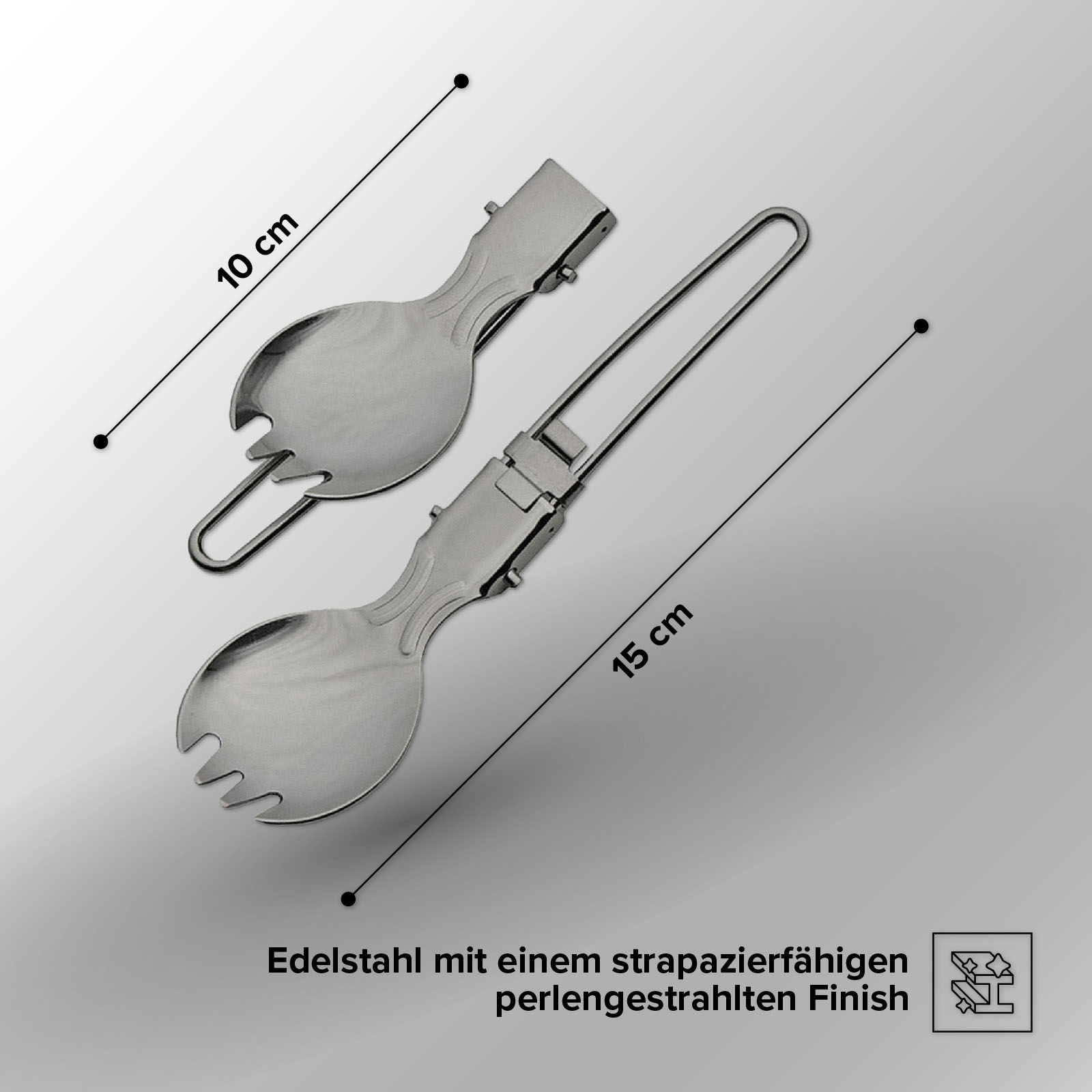 Spork, Faltbarer Outdoorlöffel mit Survivalgabel, perfekt zum Camping oder Zelten