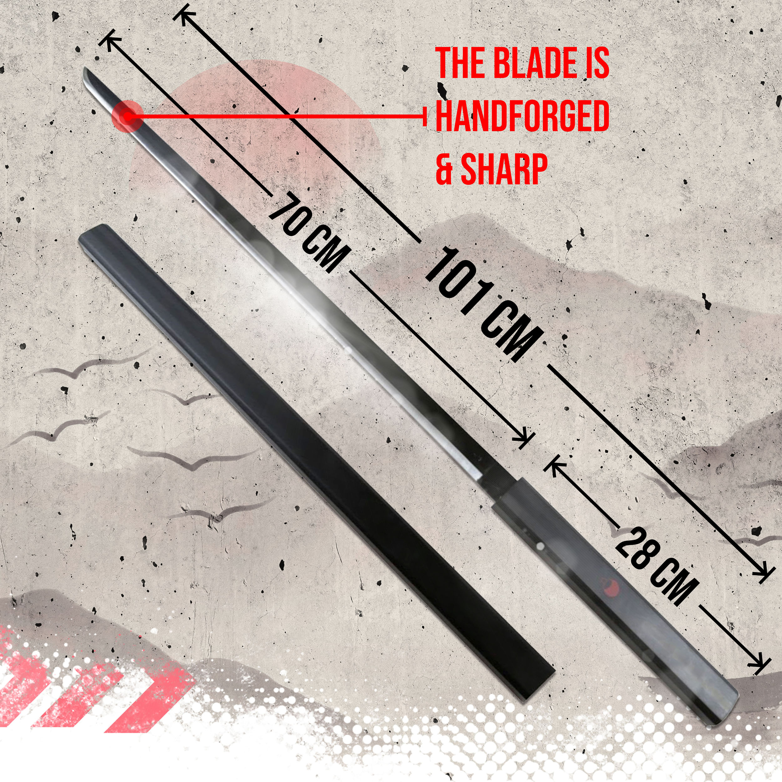 Sasuke Uchiha Anime Katana - schwarz handgeschmiedet, Sasuke Schwert mit Scheide, Ninja, Samuraischwert, Anime Sasuke Schwert für Anime Kostüm & Anime Geschenke