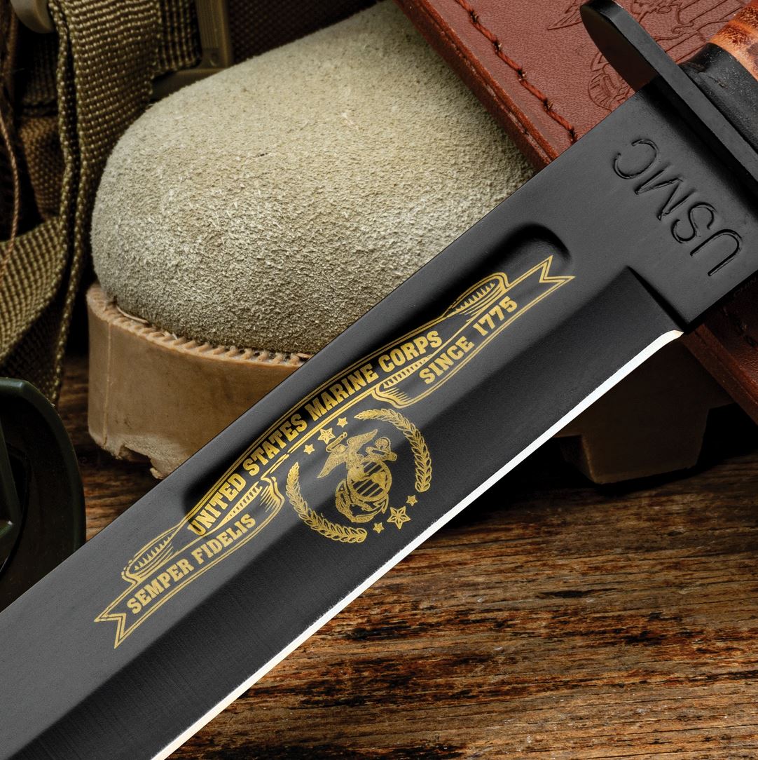USMC Tribute Combat Messer - Schwarz und Gold