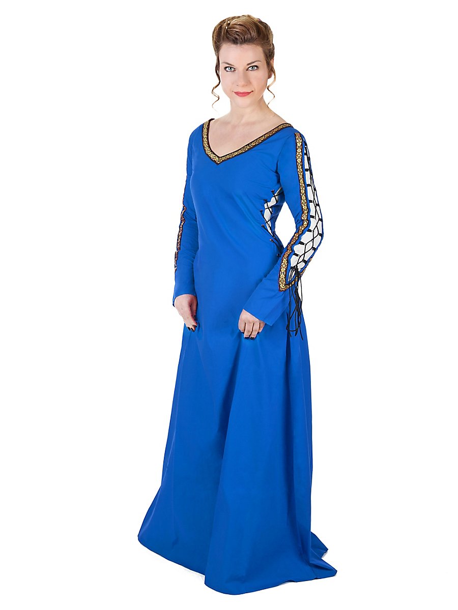 Mittelalterliches Schnürkleid blau, Größe M