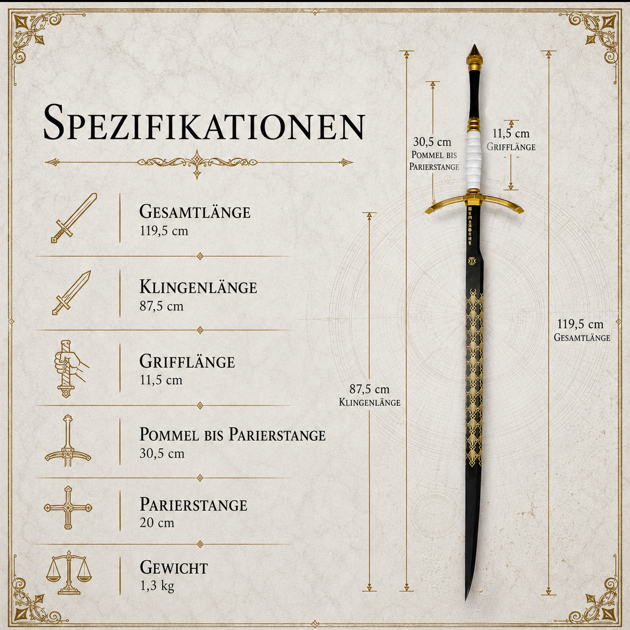Clair Obscur Expedition 33 Gustaves Noahram Schwert 119,5cm | Edelstahl Zweihandschwert Replik inkl. Wandhalterung | RPG Gaming Cosplay Waffe & Deko-Schwert Sammlerstück