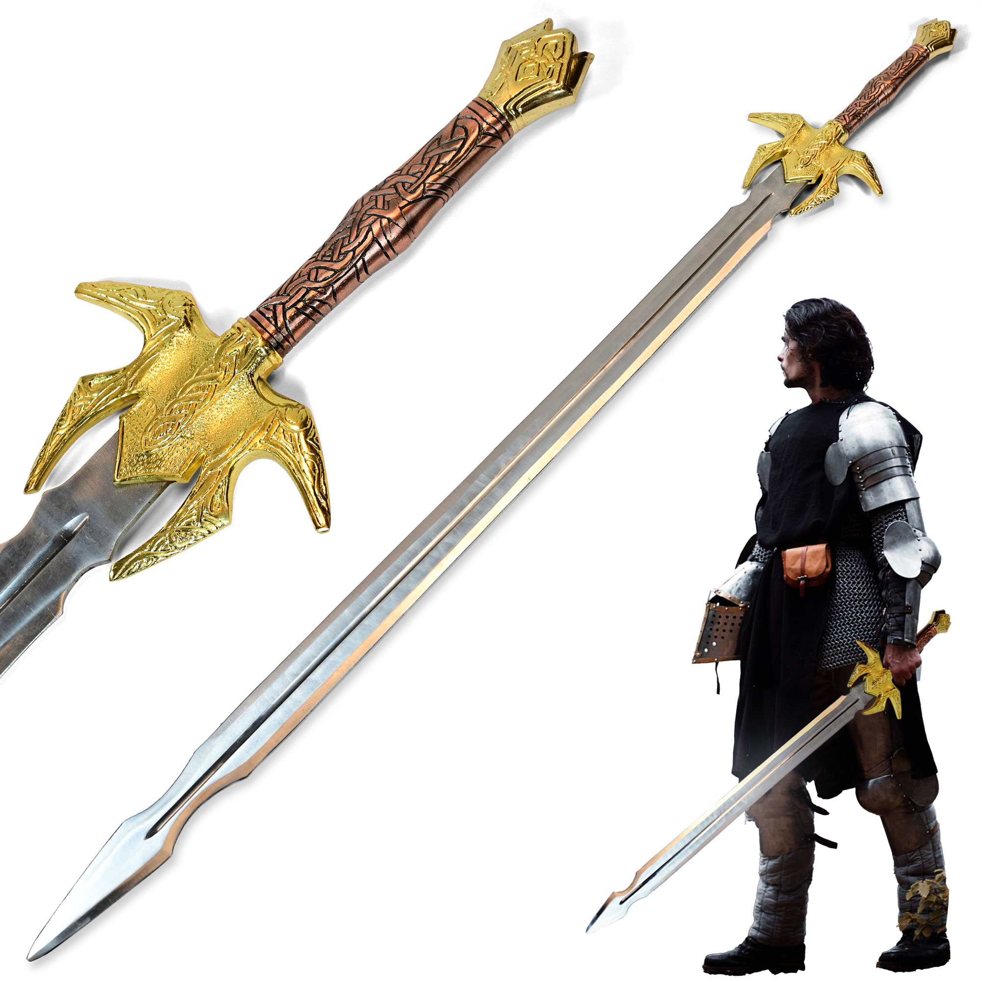 Thor Ragnarok – Heimdall – Hofund/Bifröst Schwert, Schert echt, Schwert aus Stahl, Film Schwert, 152 cm Länge, Deko Schwert für Sammler und als Geschenk
