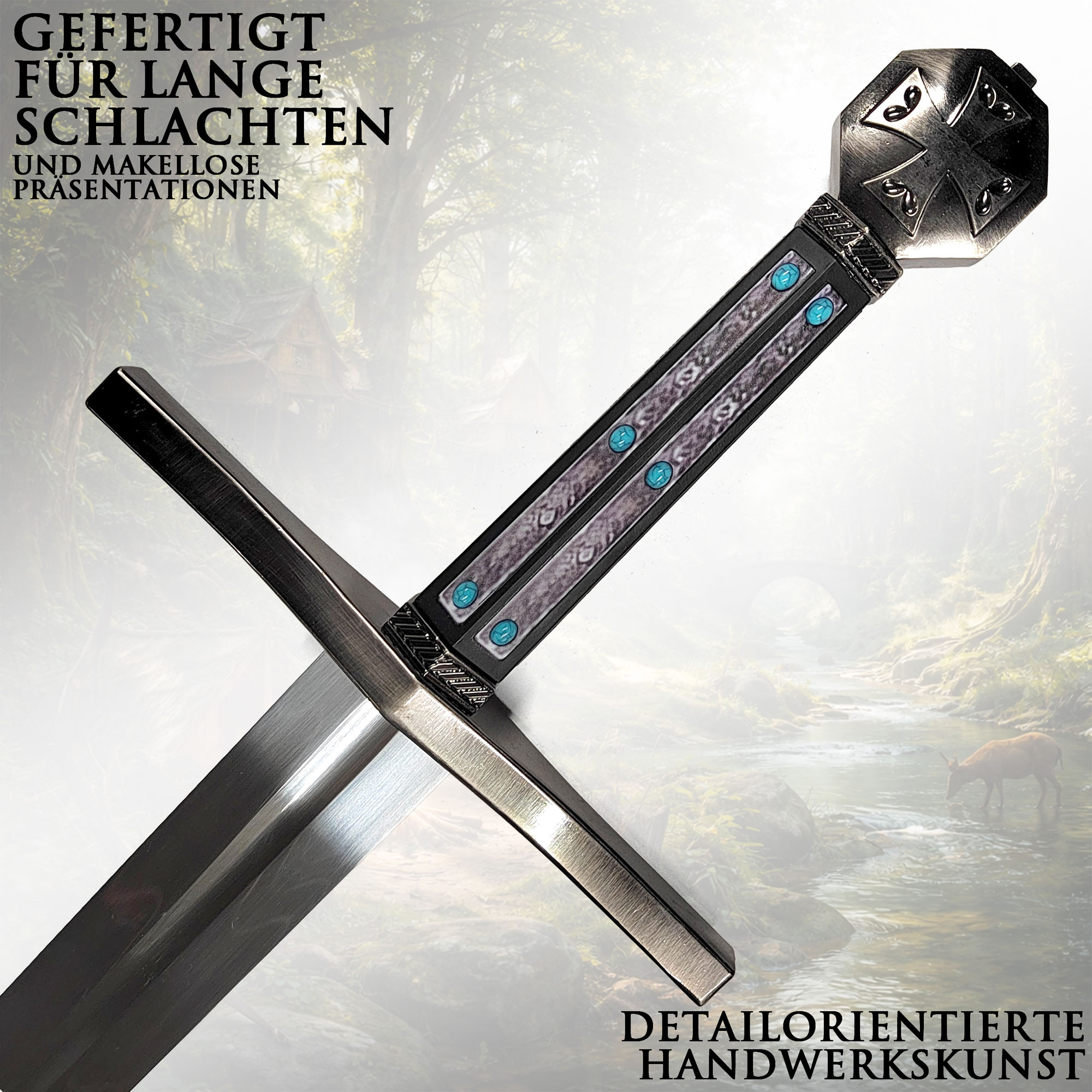 Robin Hood Schwert 114cm | Mittelalter Filmschwert aus Stahl mit Holzgriff & Wandhalter | Prinz der Diebe Replik | Kostümwaffe & Deko für Sammler