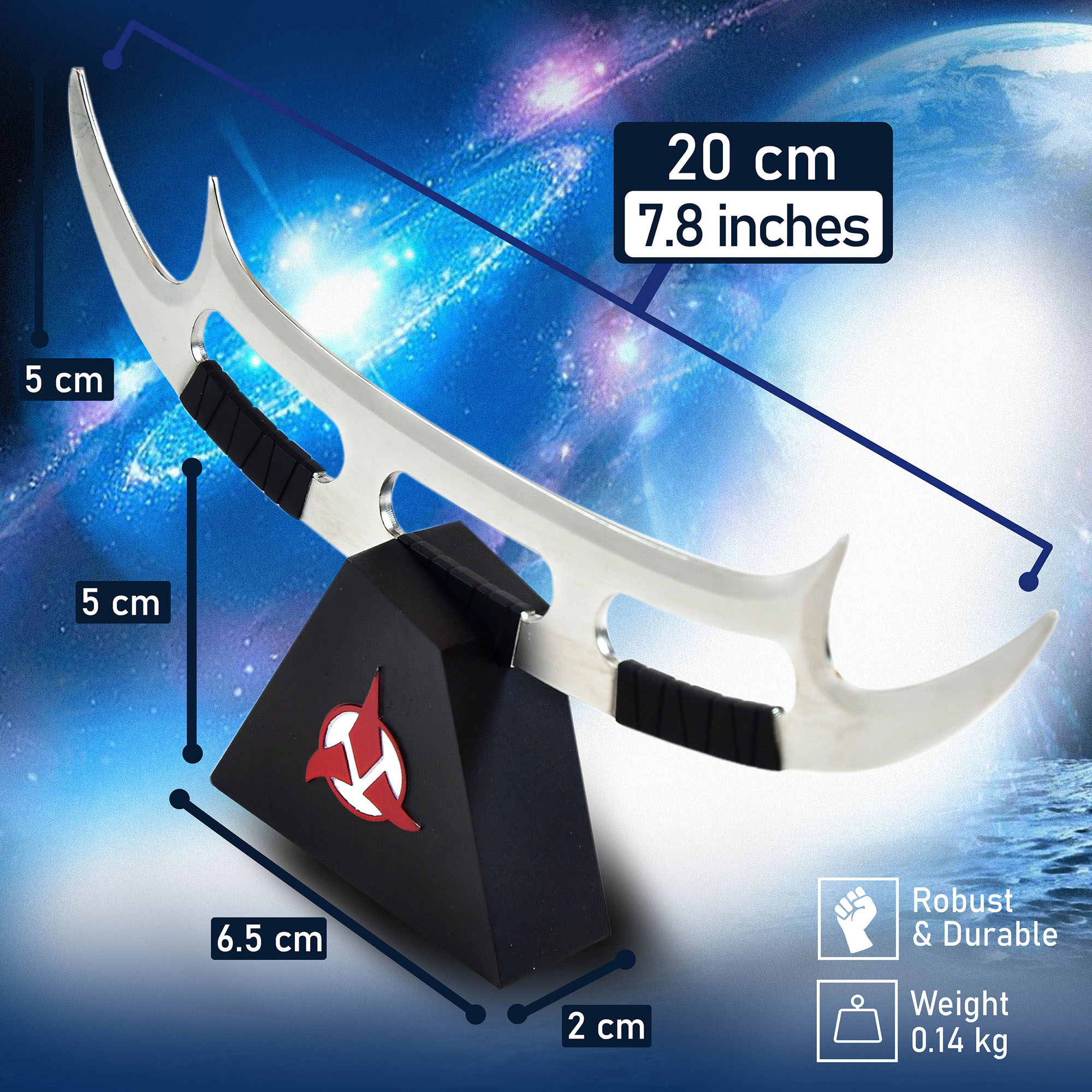 Star Trek - Klingonisches Bat'Leth mit Ständer, Brieföffner, Miniaturschwert, Schwert der Ehre