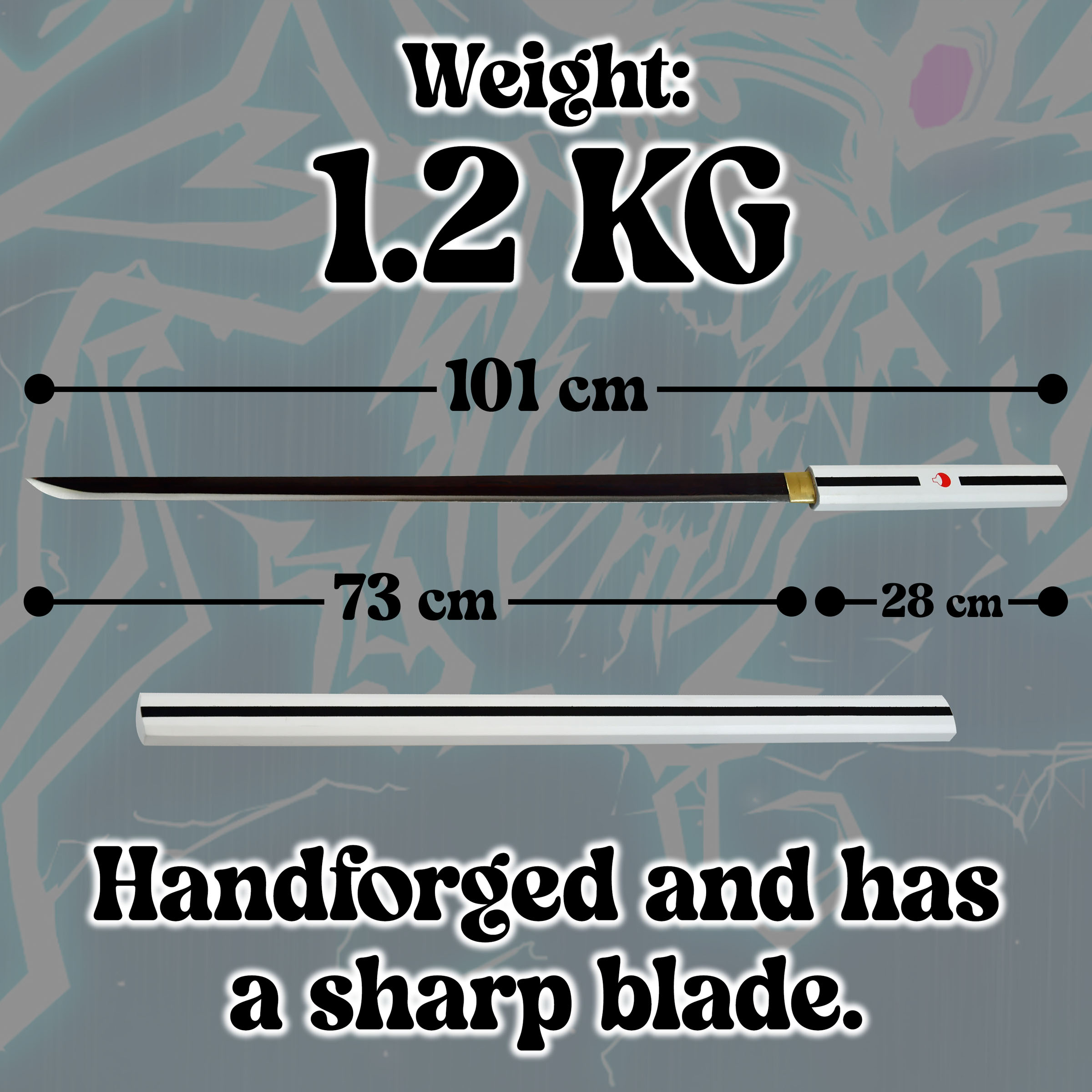 Sasuke Uchiha Anime Katana - handgeschmiedet&gefaltet, Set, Kusanagi, Carbon Stahl mit Scheide 101cm, Ninja Schwert, Anime Schwert mit Schwertpflegeset für Kostüm & Anime Geschenke
