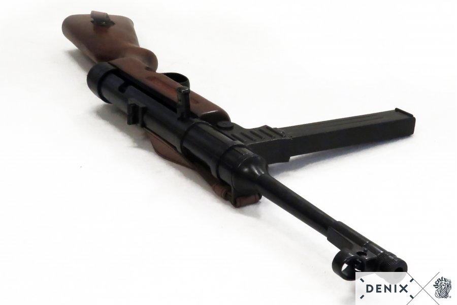 Deutsche MP 41 „Schmeisser“ mit Gurt aus Metall, Holzschaft, 9 mm, 2.WK