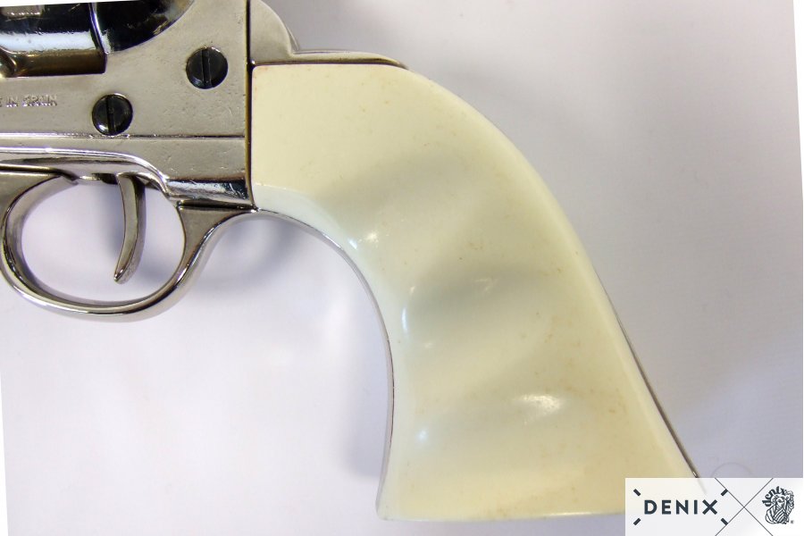 45er Colt Peacemaker, nickelf. m. Griffmuld