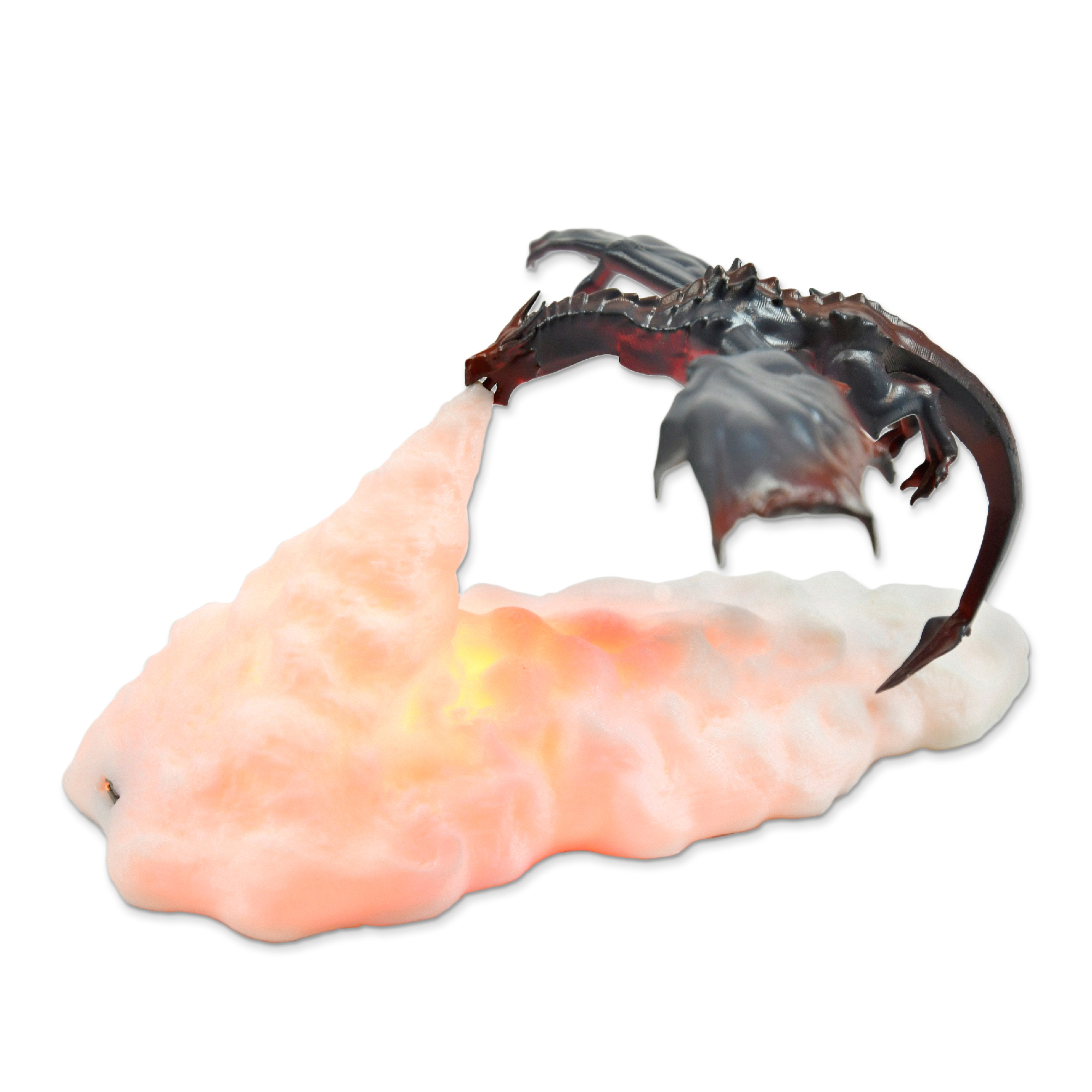 Drachenlampe aus 3D-Drucktechnik, feuerspeiender Drache