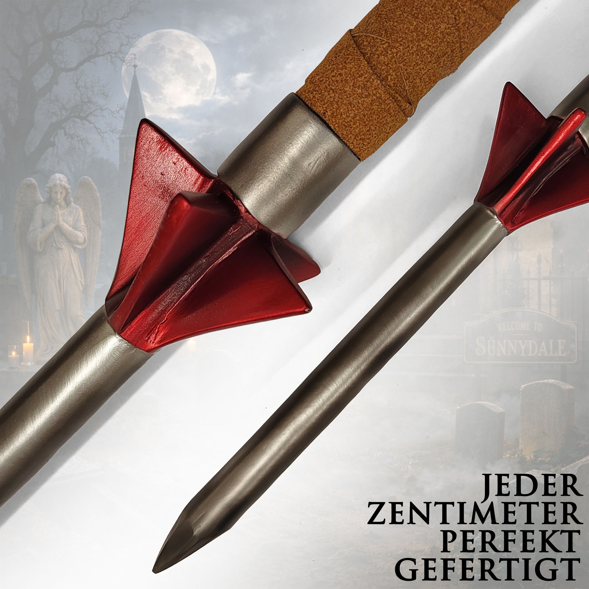 Buffy the Vampire Slayer Axt Replik 95,5 cm – Buffys Sense Slayer Waffe – Fantasy Sammlerstück aus Resin mit Metallkern und Wildleder Griff – Deko Filmrequisite Cosplay