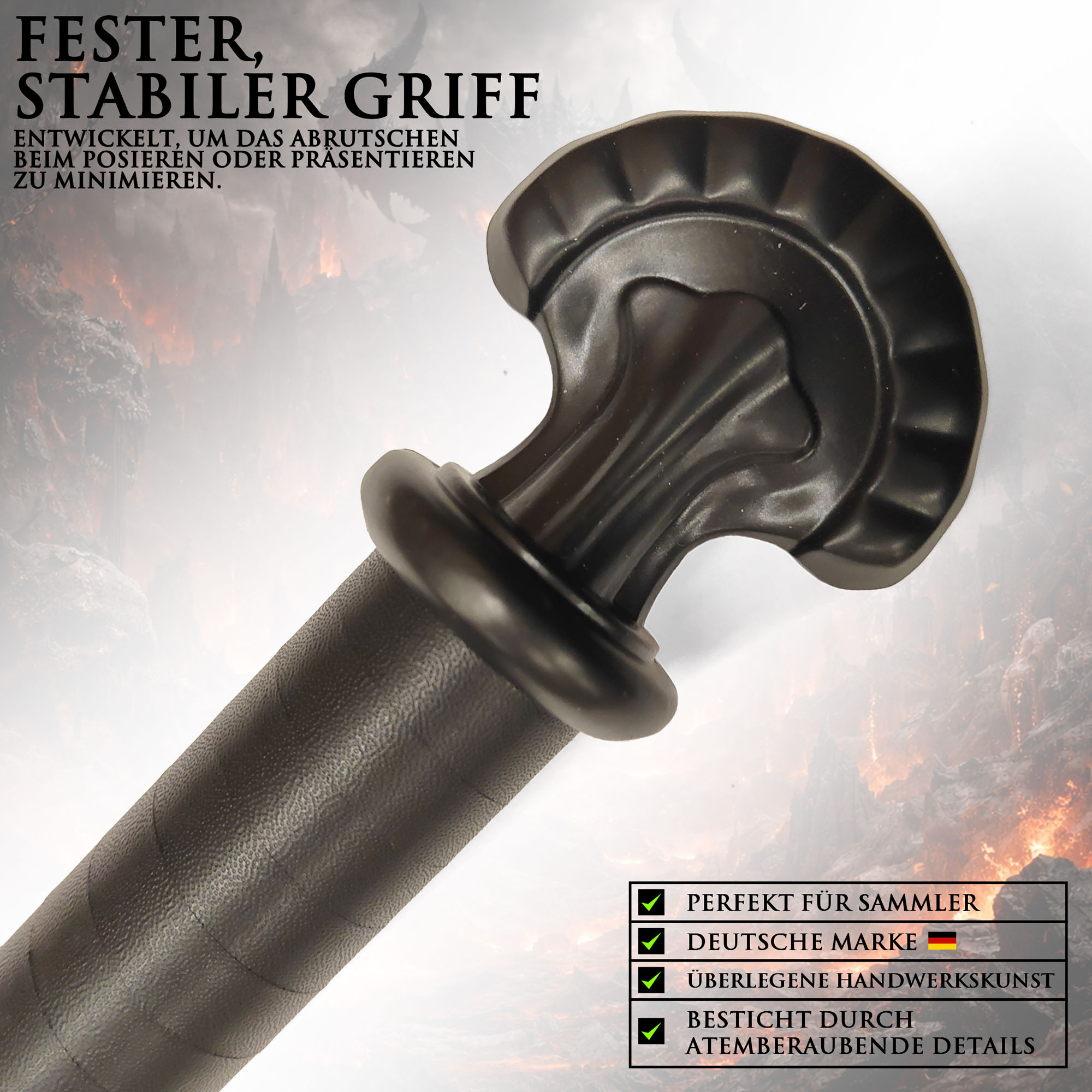 Black Clover Asta Dämonen-Lichtschwert 130 cm Stahl Replik – Demon Dweller Sword Vollmetall Anime Schwert mit Wandhalter – Schweres Cosplay & Sammlerstück aus Stahl